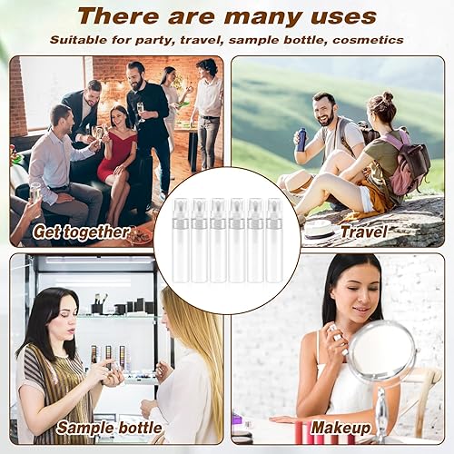 Miniatura 7 de Mozeat Lens Mini botella de spray de 0.2 fl oz, botella de viaje portátil de plástico, botella de viaje de niebla fina recargable, mini botellas de