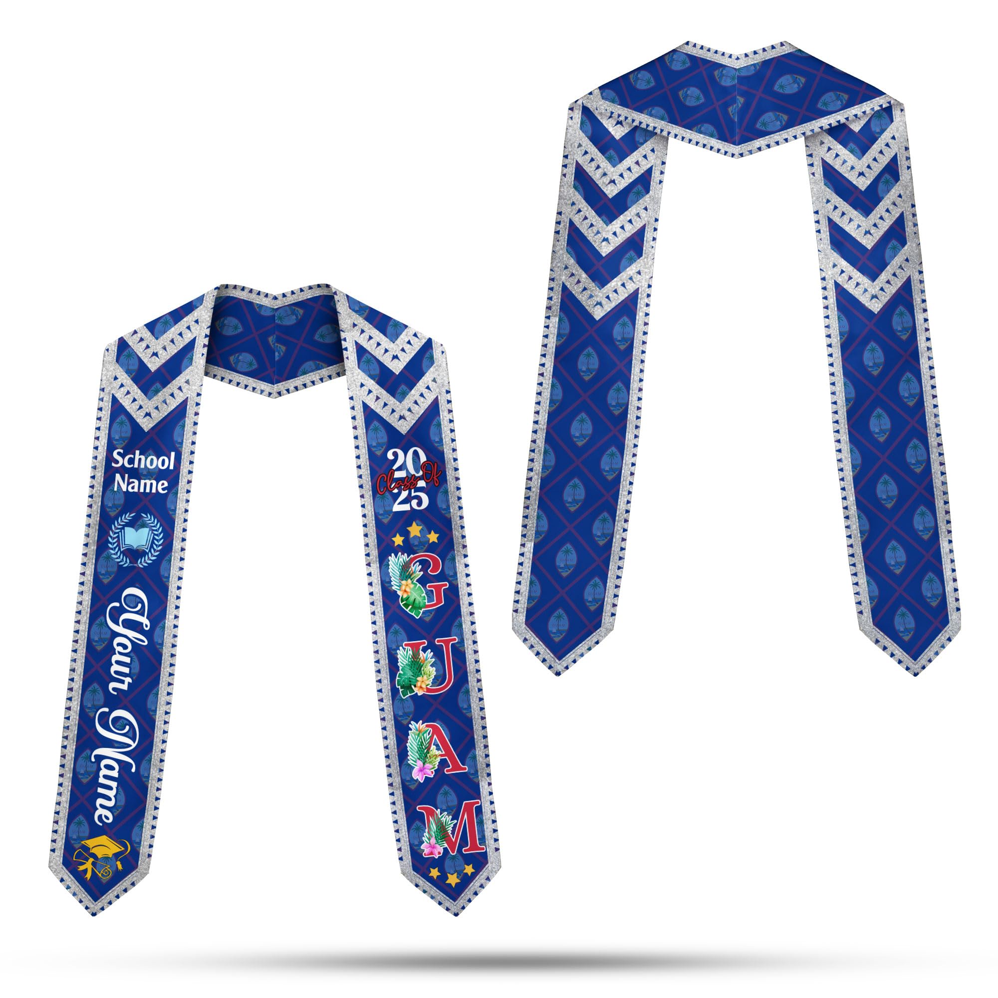 MonkeyVan Guam Graduation Sash Guam Guamanian Flag Stole Guam Sash Graduation 2025 Guam Graduation Stole 2025 Class of 2025 Gu12