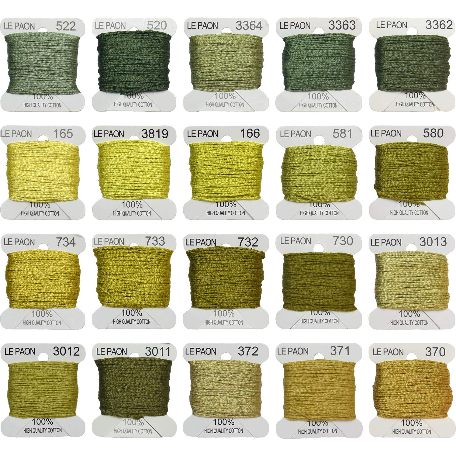 Premium Rainbow Color Embroidery Floss bobbins - Cross Stitch Threads - Friendship Bracelets Floss - Crafts Floss - 20 Bobbins Per Pack Embroidery Floss, Light Moss Green,Gradient