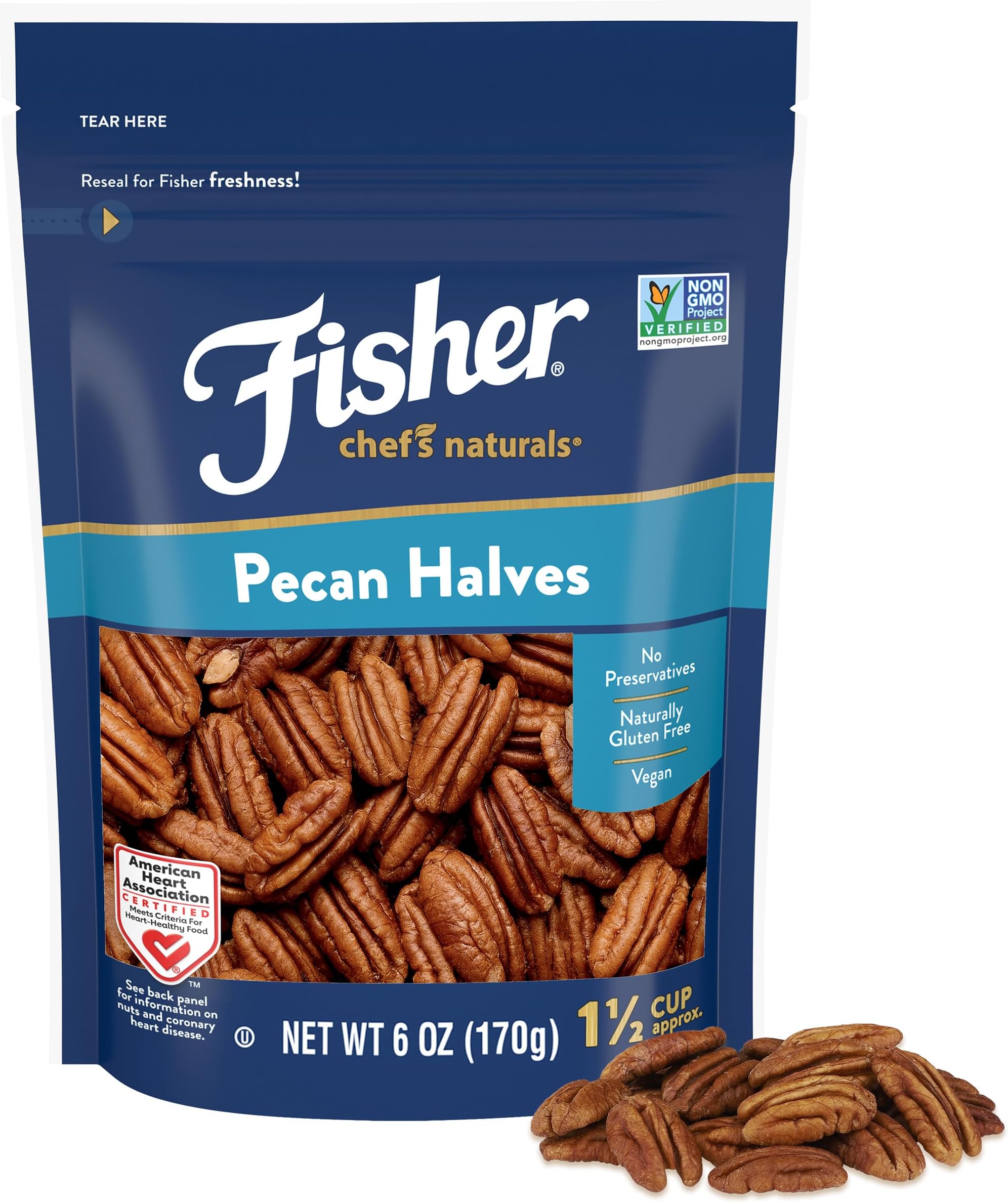 Pecan Halves, 6 oz, Naturally Gluten Free, No Preservatives, Non-GMO