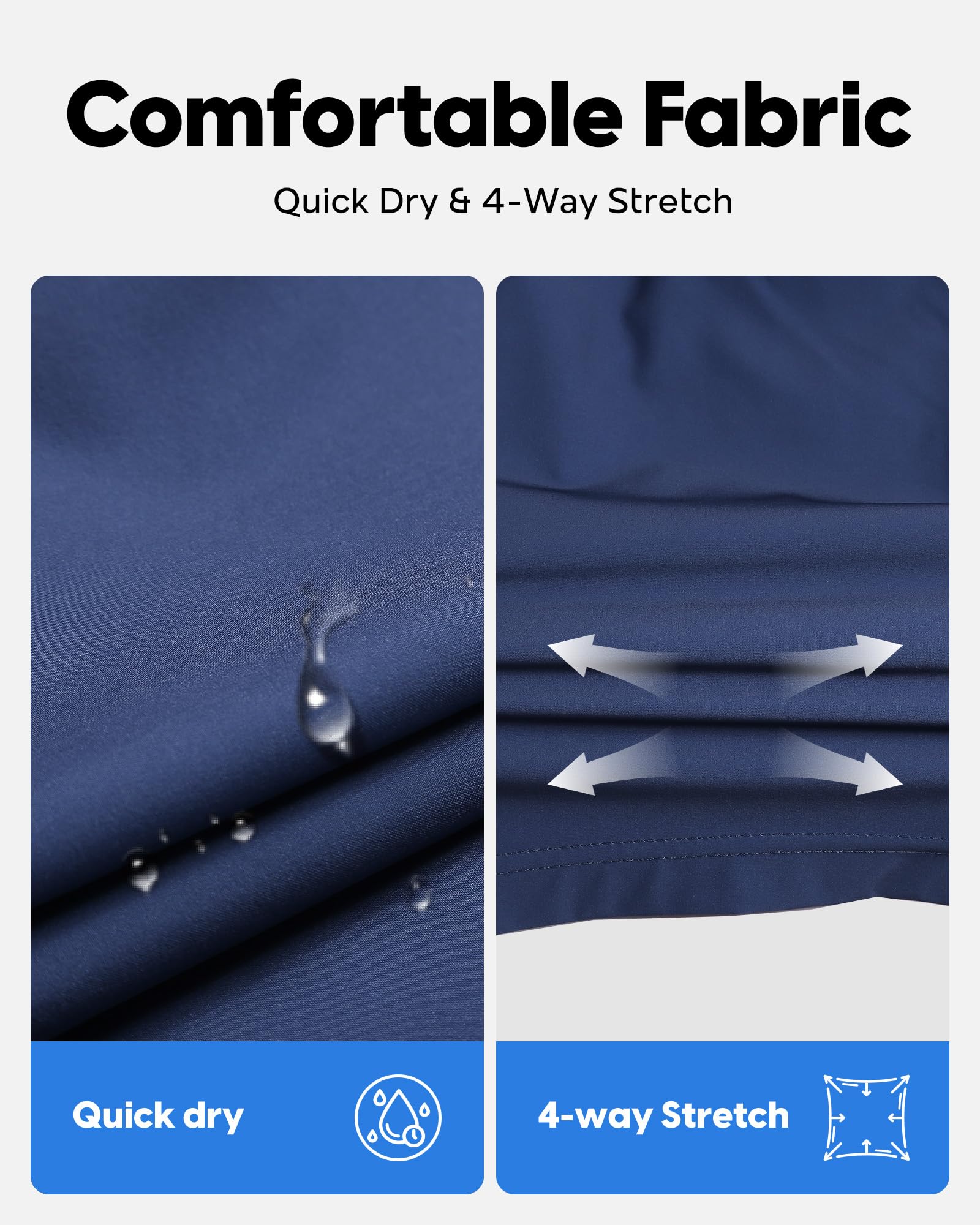 maamgic Costume da bagno da uomo da 12,7 cm, ad asciugatura rapida, pantaloncini da spiaggia elasticizzati, con fodera in rete e tasche con cerniera