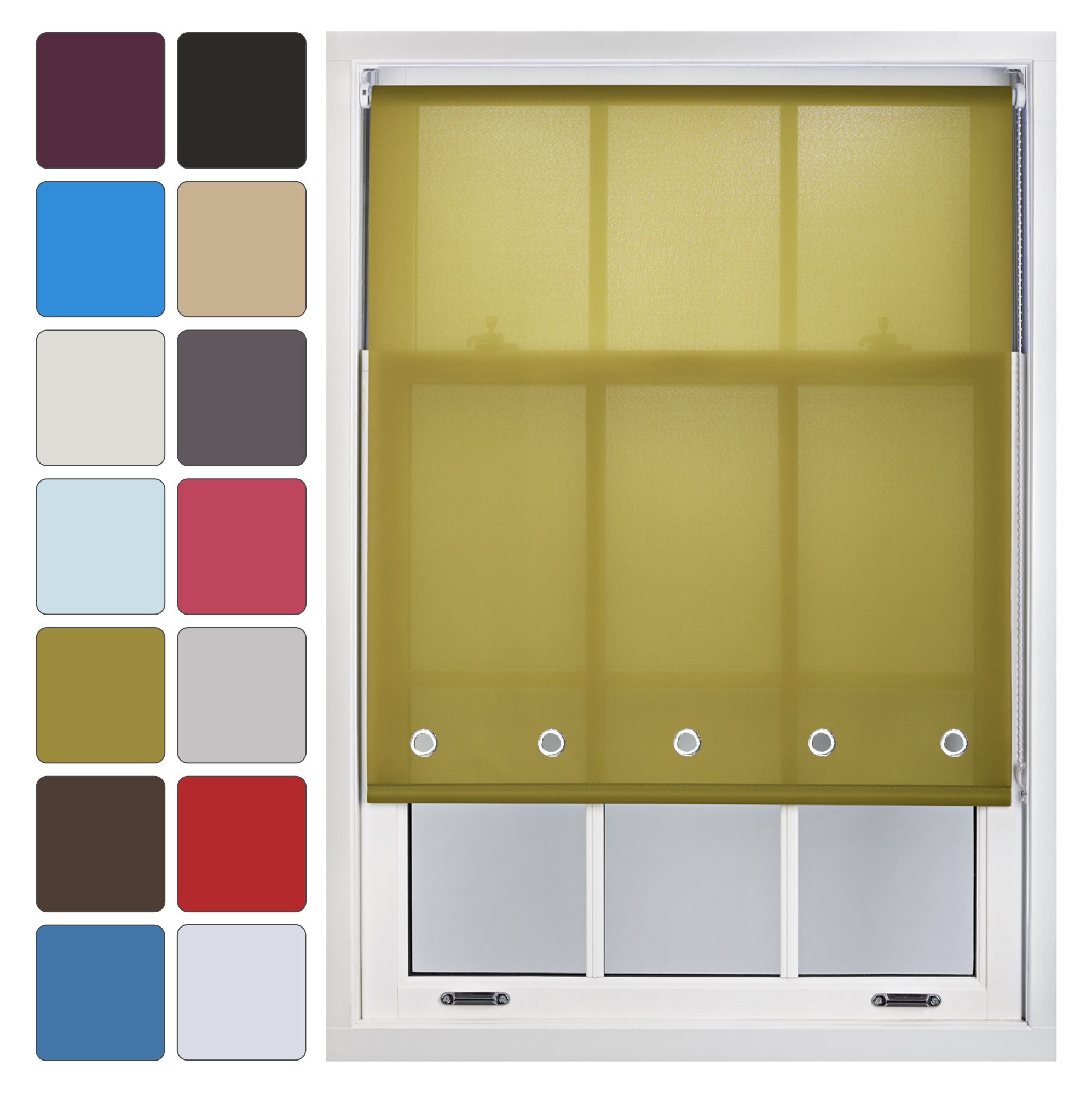 Furnished Green Daylight Roller Blind With Eyelets Made To Measure, Up To 180W X 165H Cm