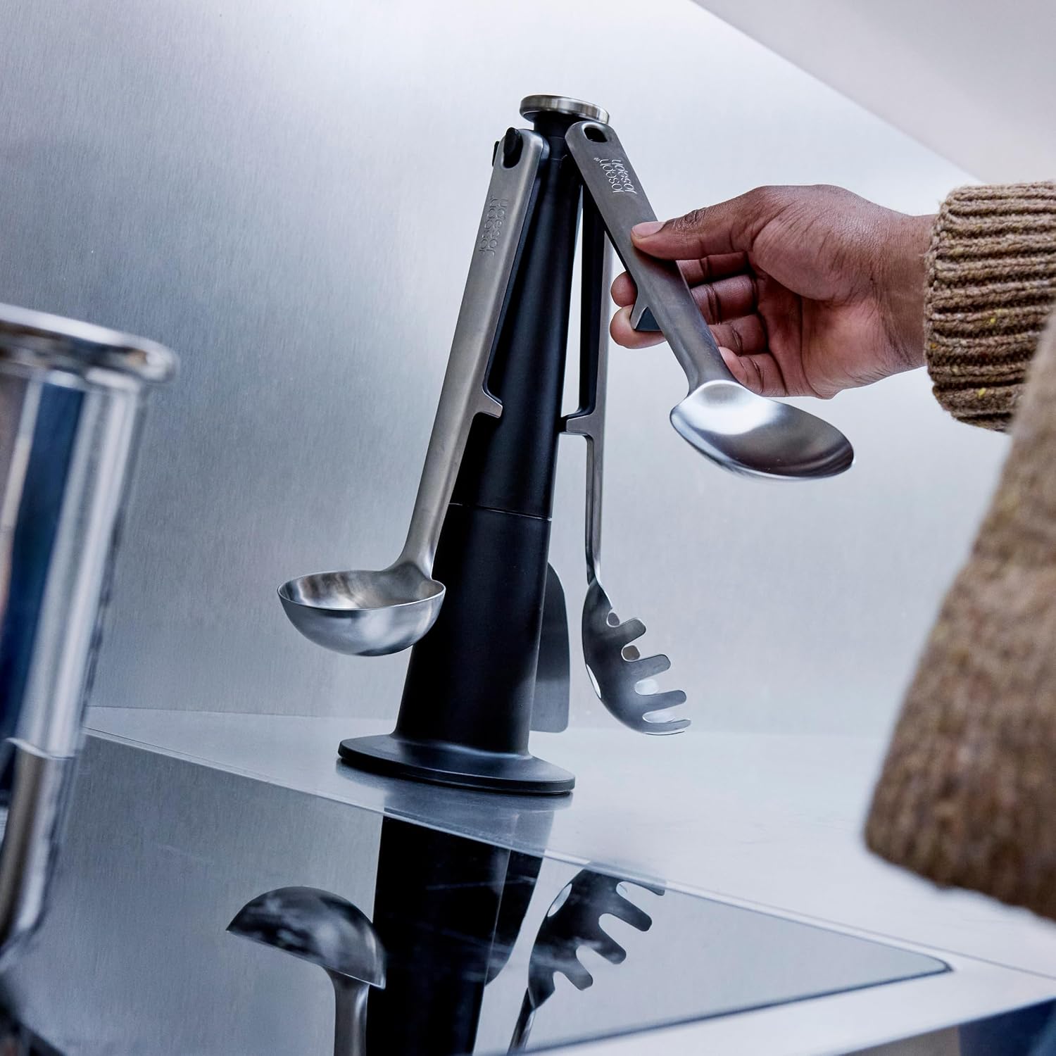 Joseph Joseph Elevate Excel Stainless Steel Kitchen Utensils with Rotating Stand, 5 Piece Set