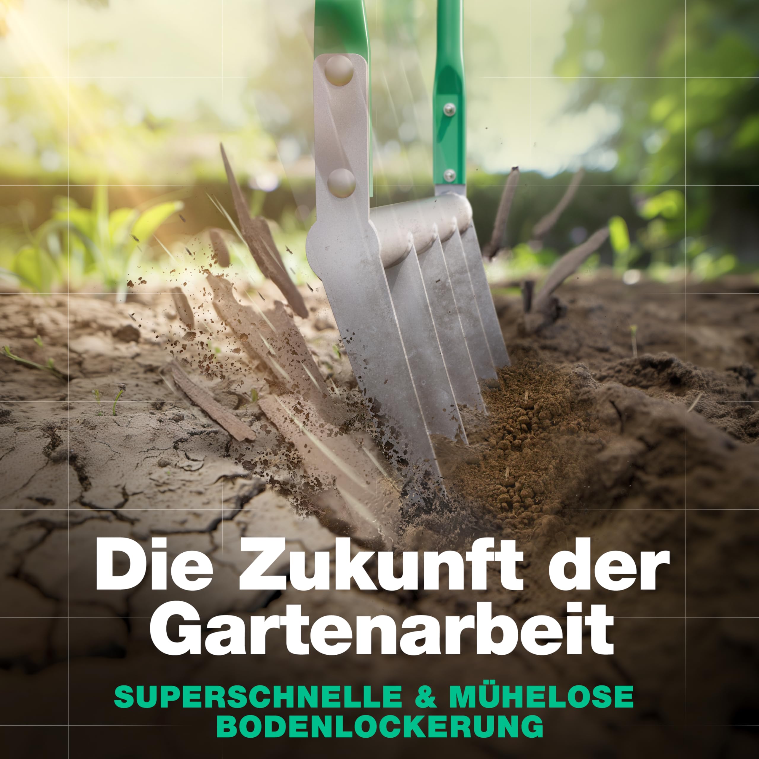 Smabix® Grabegabel mit 5 Zinken, Rückenschonend und extrem robust - Grabgabel/Broadfork für einfache Bodenlockerung und effiziente Gartenarbeit, überlegen gegenüber jeder Spatengabel