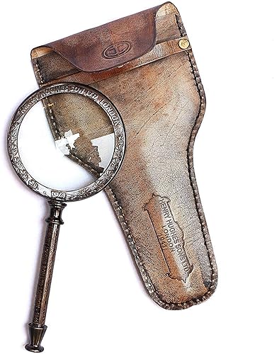 Lupa de latón antiguo Henry London - Lente de 4 pulgadas, funda de cuero, instrumento náutico de 8 x 4 pulgadas para astrólogos, coleccionistas y