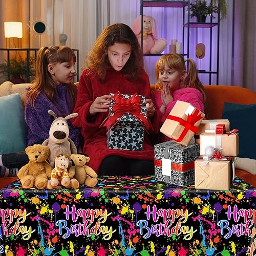 Miniatura 2 de 3 manteles rectangulares para fiestas brillantes, plástico, fáciles de mantener, reutilizables, suministros de fiesta de cumpleaños de neón,