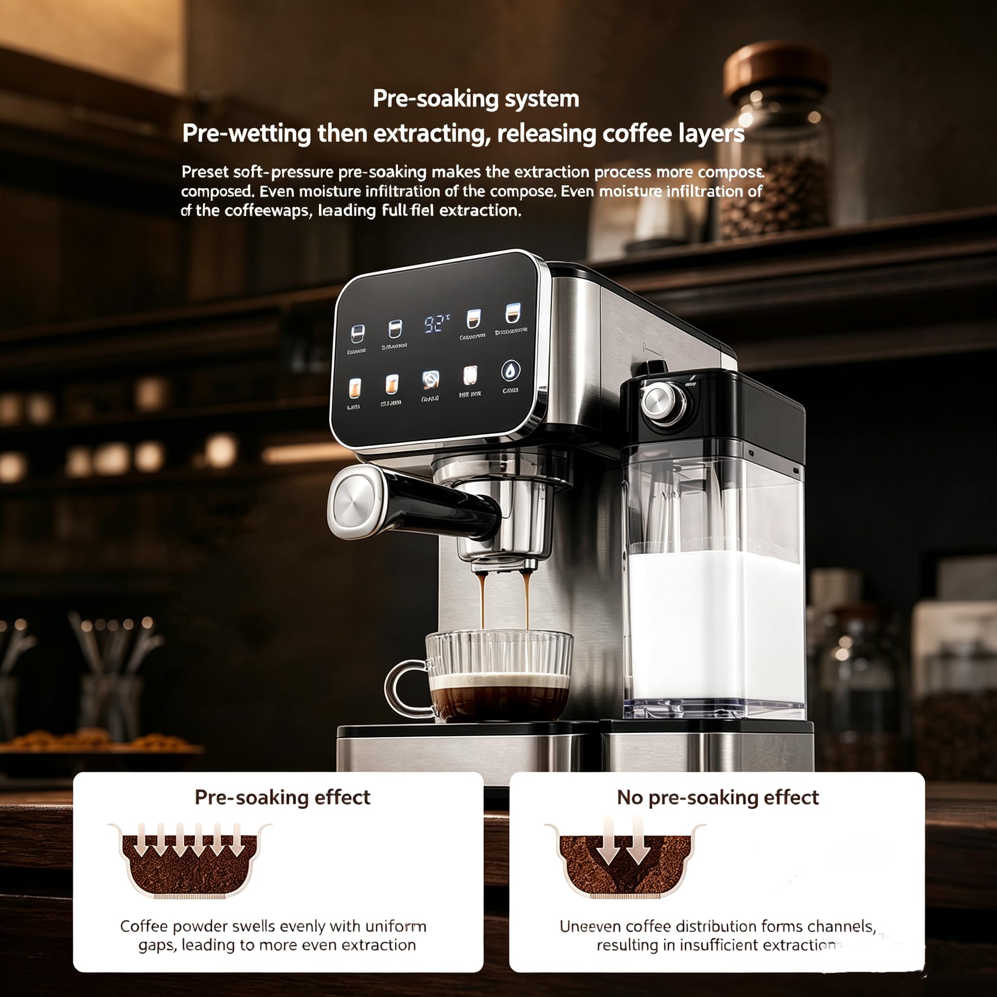 Macchina Da Caffè Espresso Professionale Da 1350w Con Montalatte Automatico