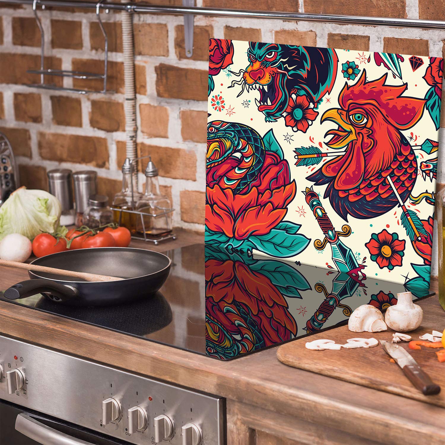 DarHaus Plaque De Recouvrement, 70 X 52 Cm, En Verre, Pour Cuisinières électrique, à Induction, Convient Comme Décoration, Protection Anti- éclaboussures Ou Planche à Découper, Enfant Histoire