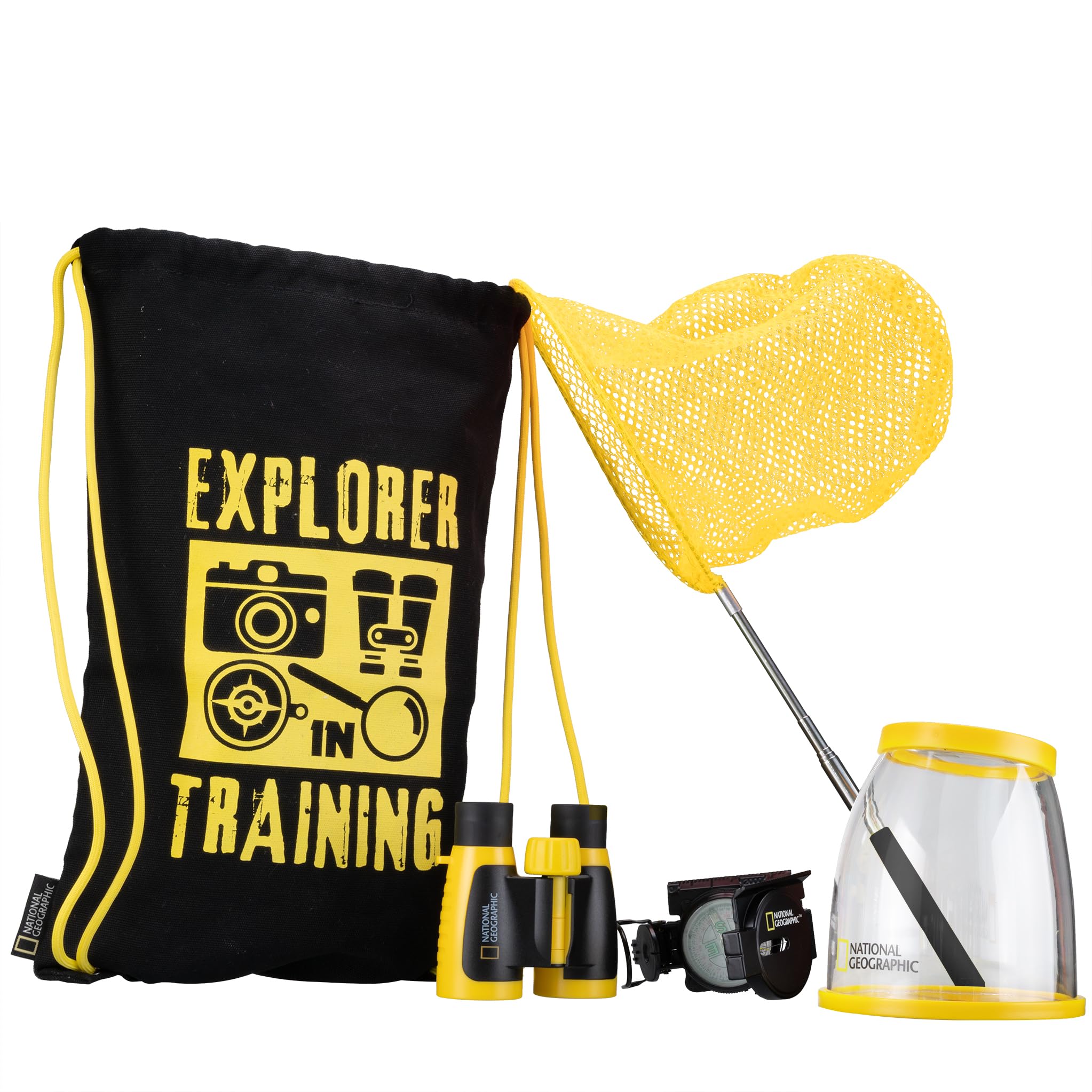 NATIONAL GEOGRAPHIC Exploration Set for Children: Adventure Set with Binoculars, Compass, Net and Magnifying Glass & Bag - Adventure in Nature!