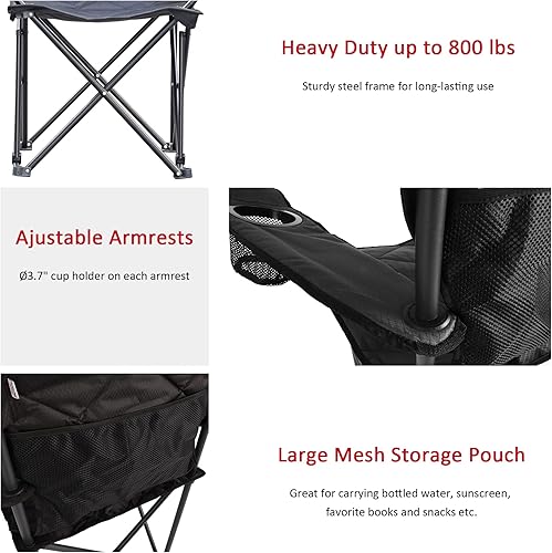 Miniatura 5 de SUNNYFEEL Silla de camping extragrande XXL resistente 800 libras para personas grandes y altas acolchada portátil plegable con reposabrazos y