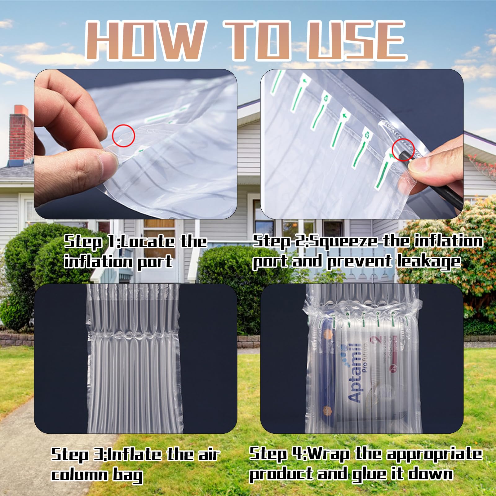 21-Piece Bubble Wrap, Air Column Cushion Set including Pump for Wine Bottle Protection Travel and Fragile Item Shipping - Image 4