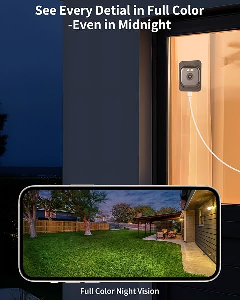 WeChip Window Camera 3MP 2K - Indoor Security Camera for Looking Outside, 2.4GHz & 5GHz WiFi Safeview Window Security Camera with AI Color Night Vision, Person & Motion Detection,24/7 Recording - 2