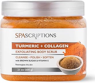 Turmeric & Collagen Body Scrub with Brown Sugar & Vitamin E – Exfoliating Scrub for Glowing Skin – Deep Cleansing, Polishing & Softening Formula – Natural Skincare for Body & Face (21 oz, Turmeric)