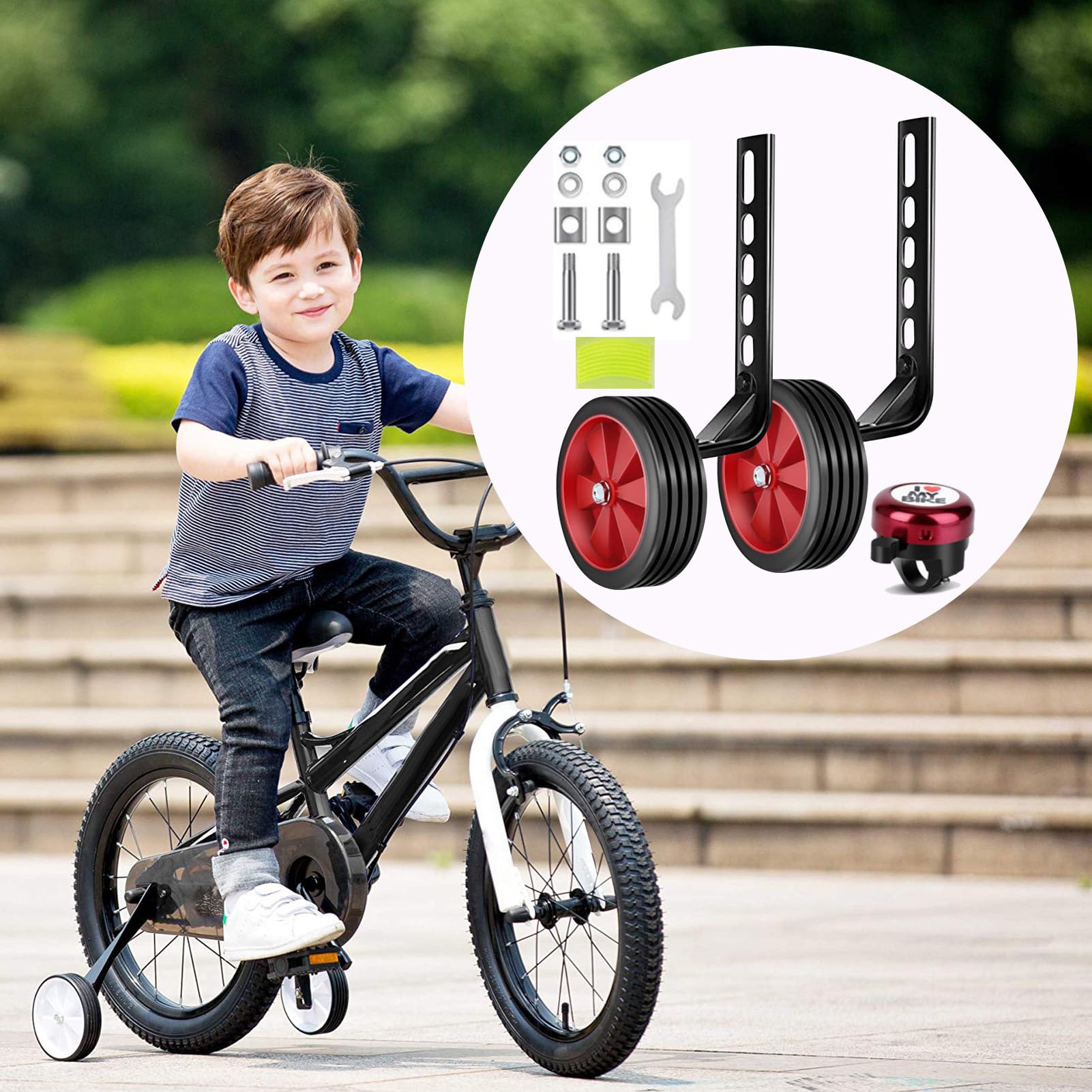 Ruote Da Allenamento Per Biciclette - Ruote Di Supporto Per Bici Da 12–20 Pollici Regolabili, Ruote Laterali Per L'equilibrio Infantile | Kit Di Allenamento Per Bambini In Bicicletta Per Bambini Durev