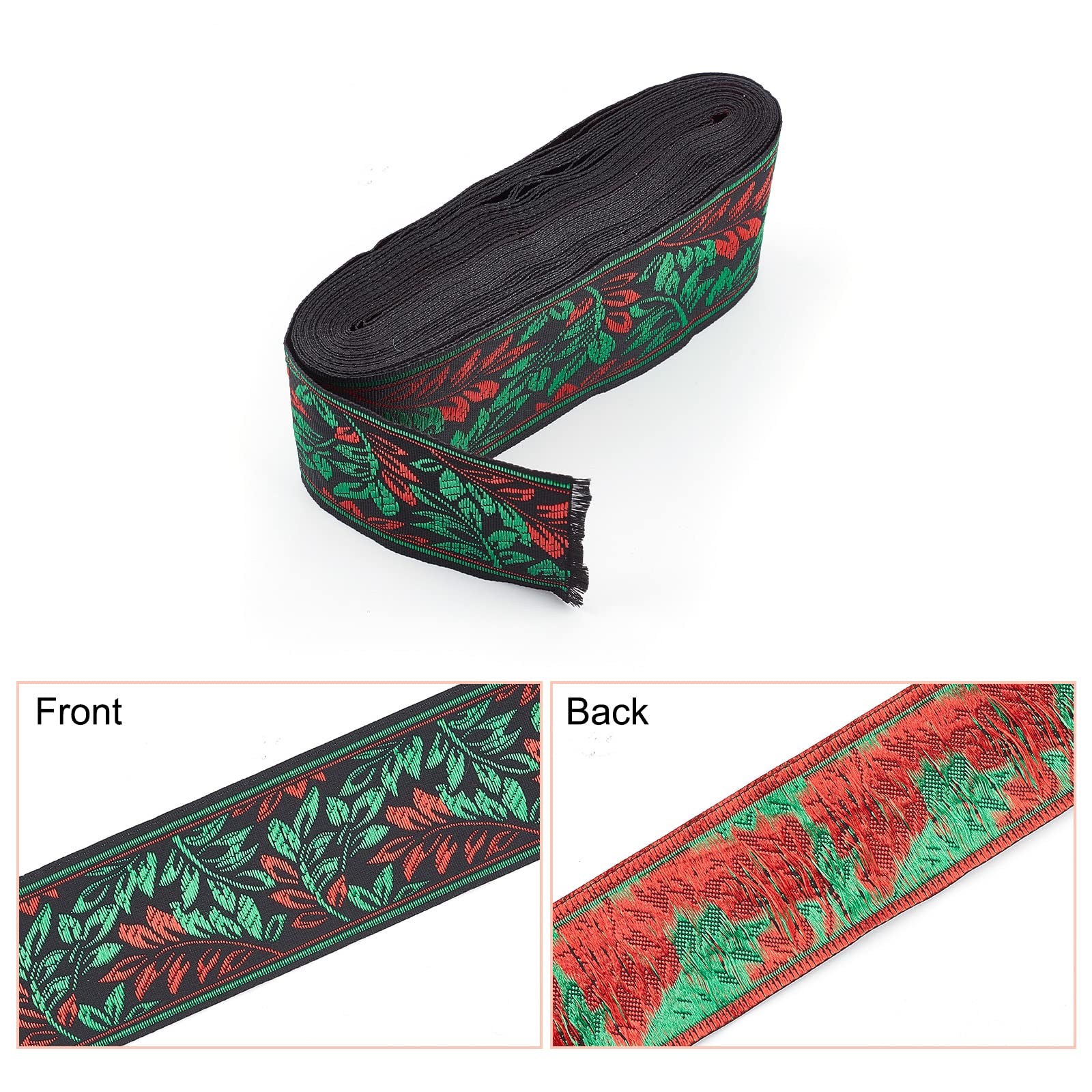 PH PandaHall 50mm Nastro Jacquard In Pizzo Ricamato Floreale Trim Tessuto Vintage Per Abbellimento Forniture Artigianali, Colorato, Lungo Circa 7 M