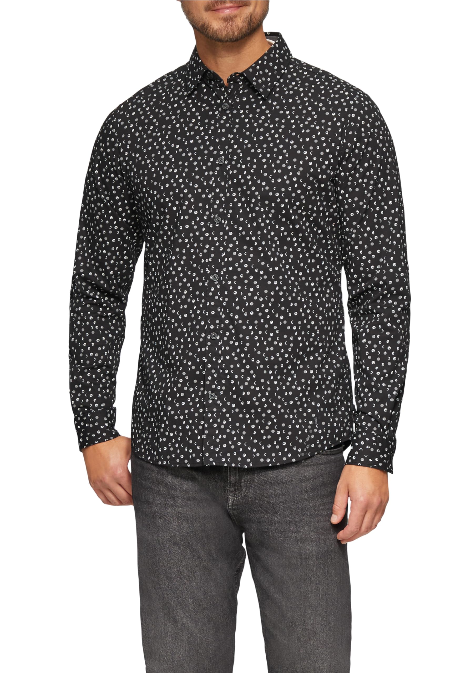 s.Oliver Slim Fit: Gemustertes Popeline-Hemd mit Kentkragen