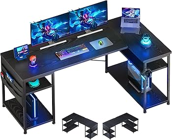 新品　L字　デスク　PCデスク　棚付きデスク Amazon | YeTom l字デスク ゲーミングデスク デスク 幅120cm pc