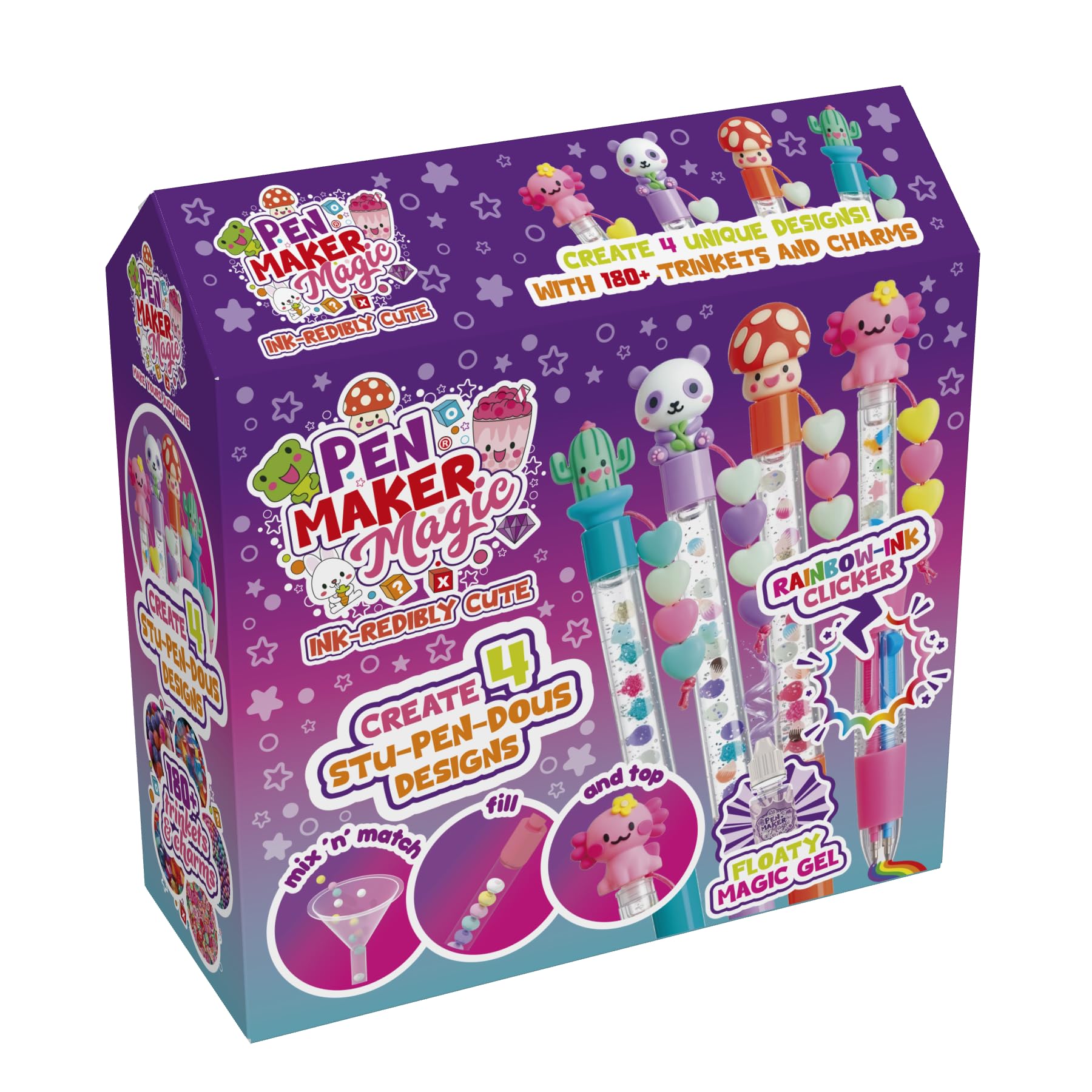 Pen Maker Magic Girls Multi Kawaii Kit - Diy Pen Making Craft Set For Kids - Custom Stationery Kit - Rainbow Ink Pen - Birthday Present For 8-12 - Kawaii Arts And Crafts