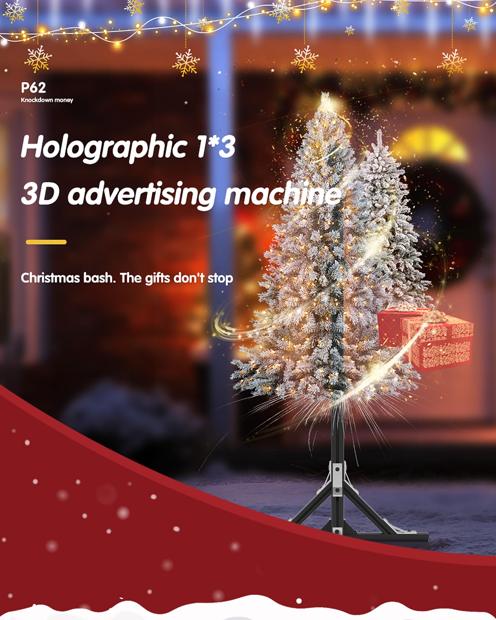 Wentylator Holograficzny 3D, Stojak Podłogowy 1×3, Holograficzny Projektor Led 50 Cm, Wentylator Reklamowy Holograficzny, Sterowanie Przez Wi-Fi I Aplikację, Synchronizacja Dźwięku Bluetooth, Bibliot