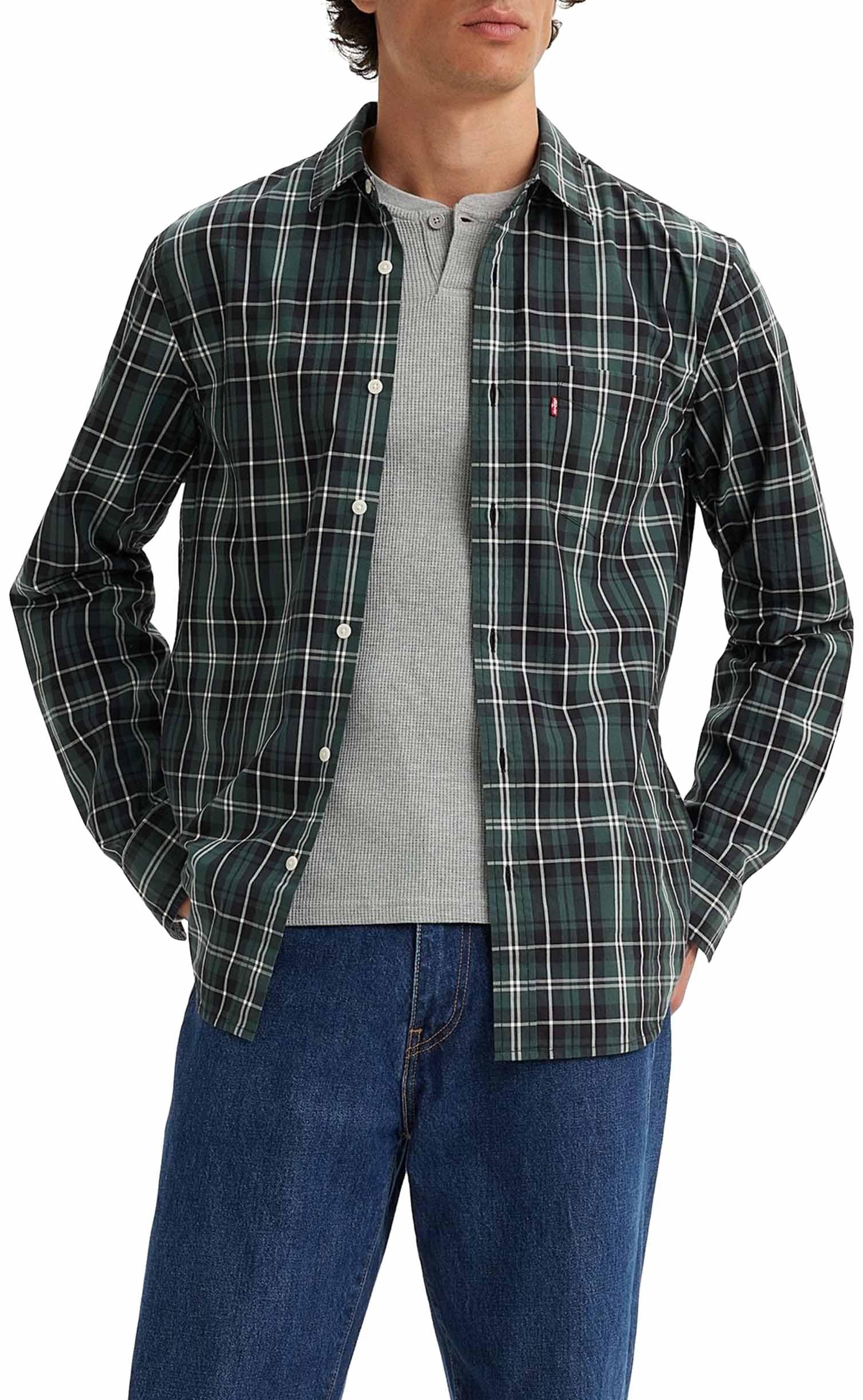 Levi's Herren Sunset 1-Pocket Standard Hemd,Dougie Plaid Darkest Spruce,XS