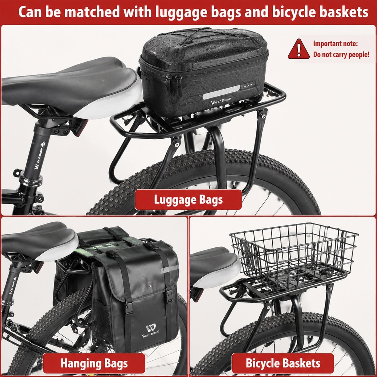 Porte-bagages de vélo VTT en aluminium | Porte-bagages universel réglable pour vélo de 20 à 29 pouces, minimum 50 kg, porte-bagages arrière