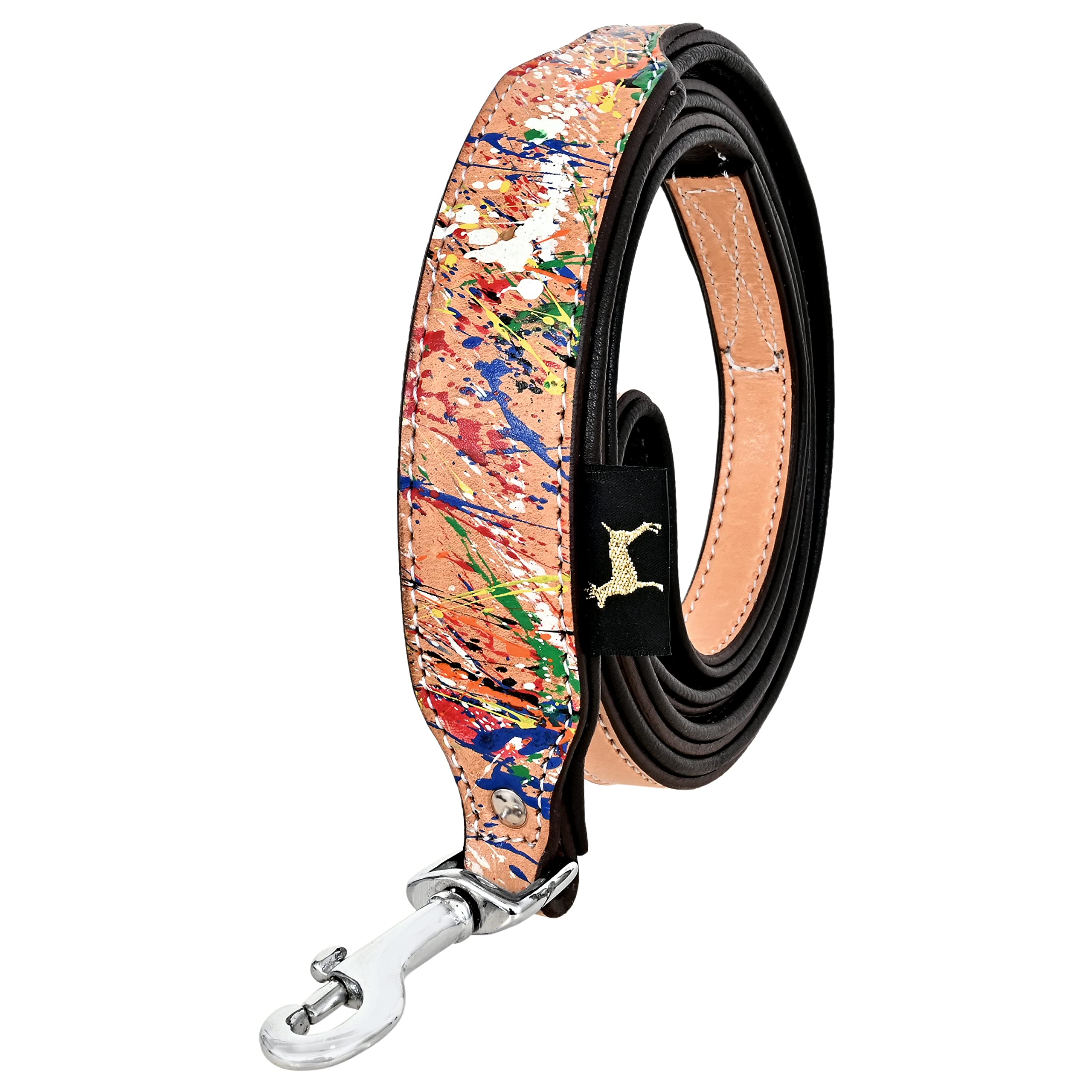 MICHUR Graphiti Braun Bunt gesprenkelt Leine, Hundeleine Leder, Flachleine, Lederleine Hund, PASSEND ZUM Halsband Graphiti, Gr. 150cm x 2,5cm