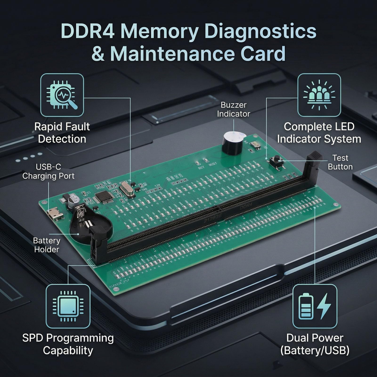 Karta testera pamięci RAM, analizator diagnostyczny DDR4