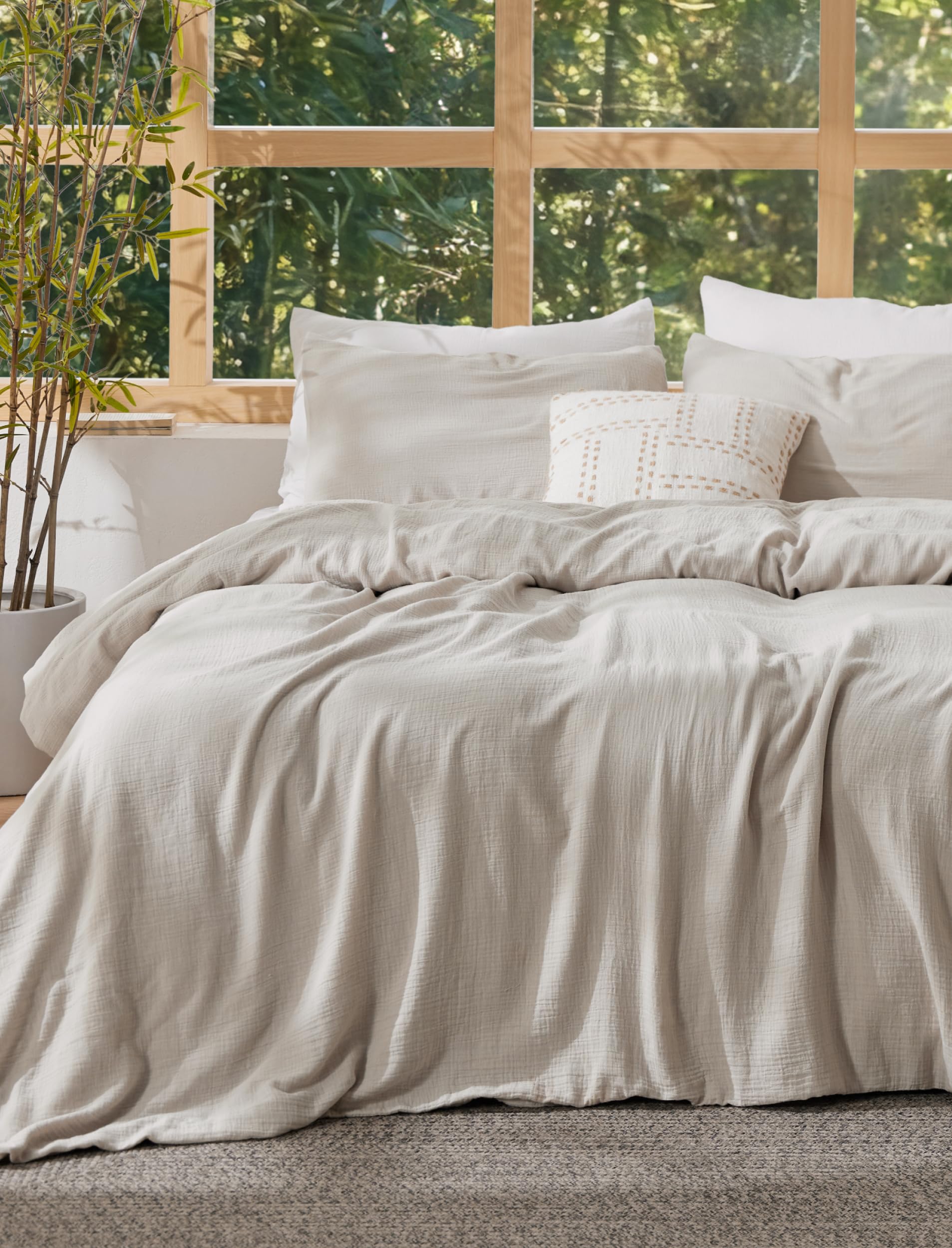 Bedsure PureWoven Muslin Duvet Cover, Cooling Bedding Set for Hot Sleepers