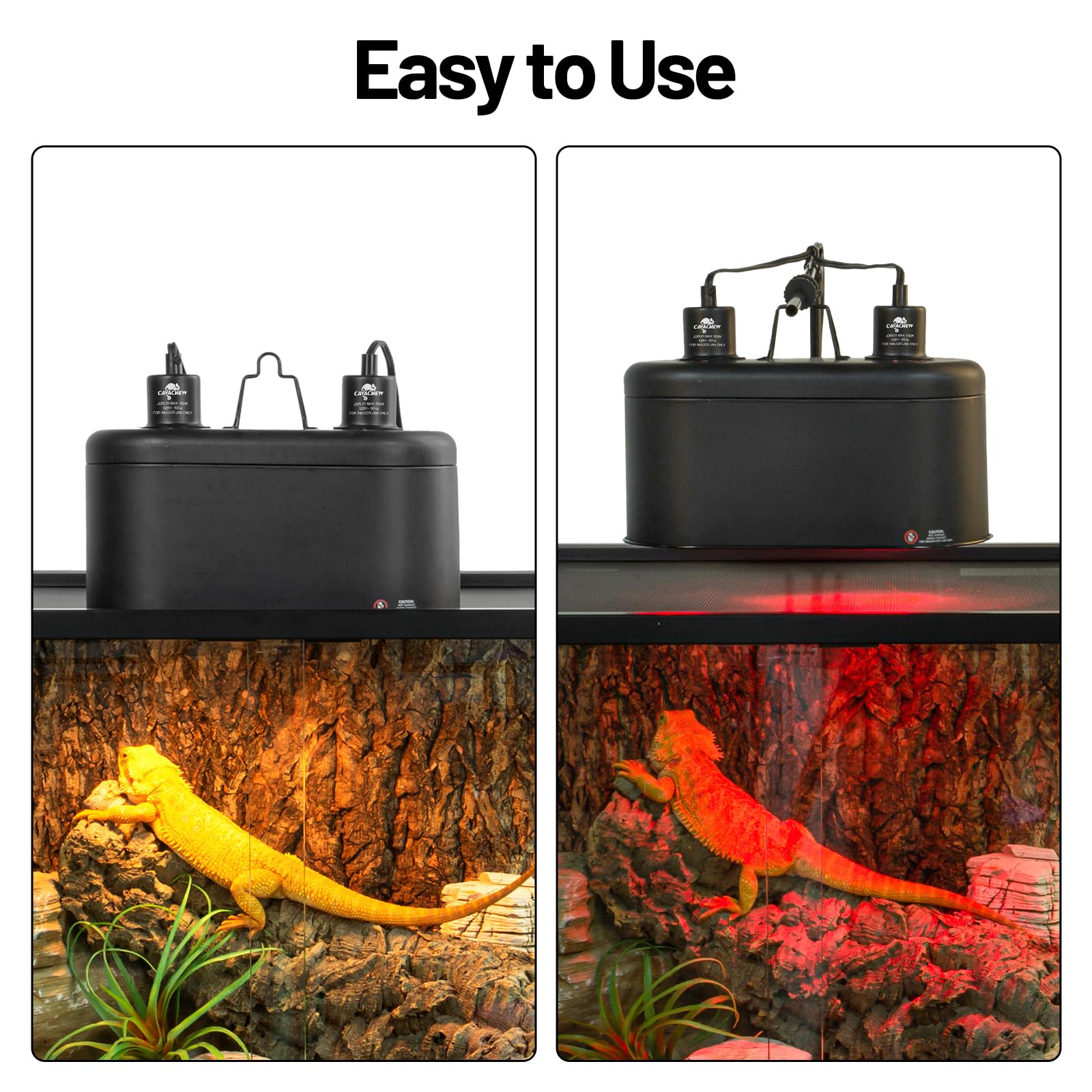 Dual Reptile Light Fixture with Separate Switches, 11.2in Double Dome Light Fixtures for Reptile Heat Lamp, Max 150W, Terrarium Habitat UVB Light Fixture for Reptiles Amphibians - image 7