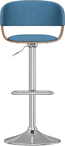Miniatura 33 de SIMPLIHOME Lowell Taburete de bar giratorio ajustable, silla tapizada de metal de 33 pulgadas de altura del asiento en tela de aspecto de lino gris