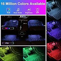 Vista 4 de Luces LED para automóvil, luces interiores inteligentes para automóvil con control de aplicación, luces interiores RGB para automóvil con modo