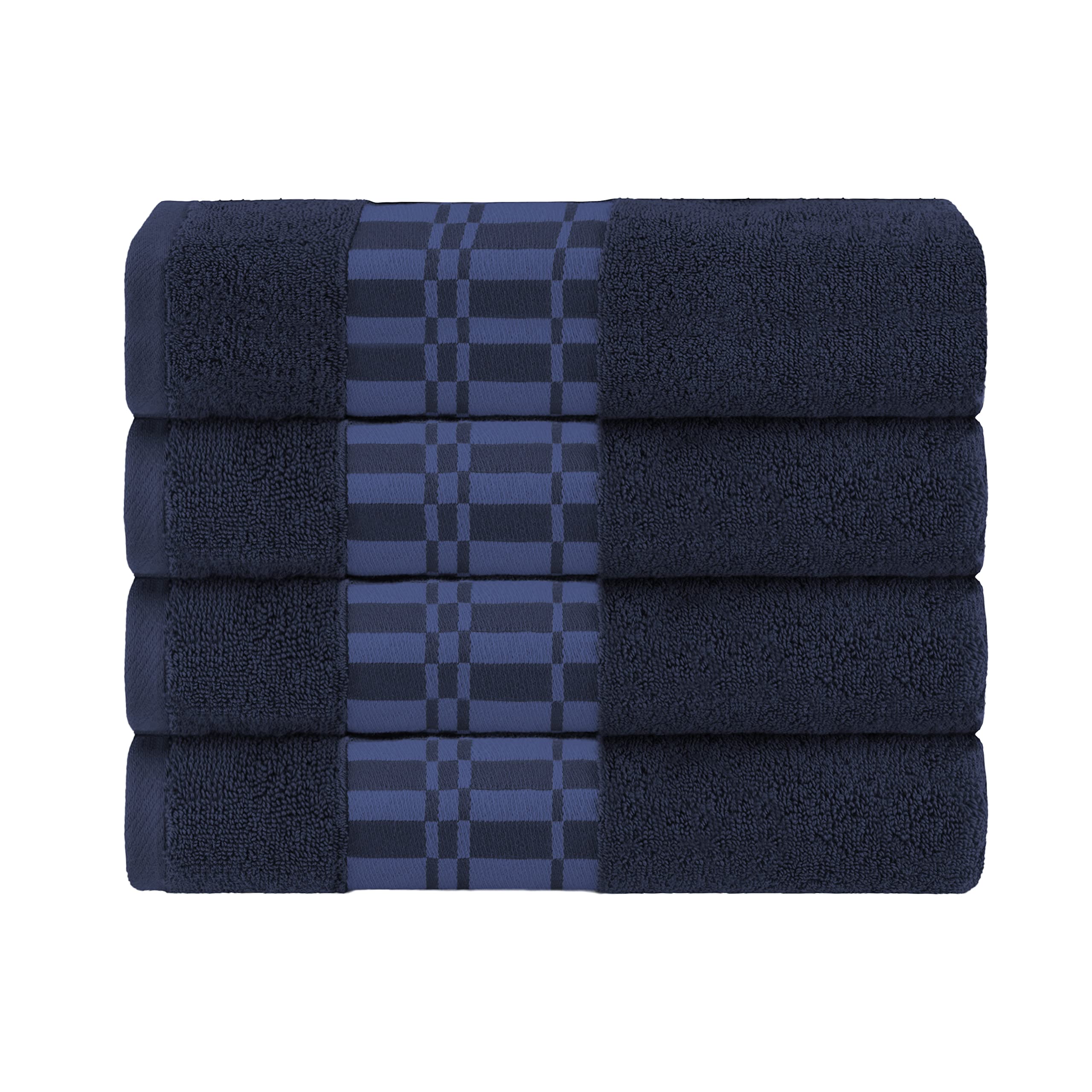 Superior Set di 4 asciugamani da bagno in cotone, motivo geometrico, bordo Dobby, asciugamano per il corpo per bagno, bagno, spa, resort, hotel, Airbnb, articoli essenziali per la casa, per adulti e