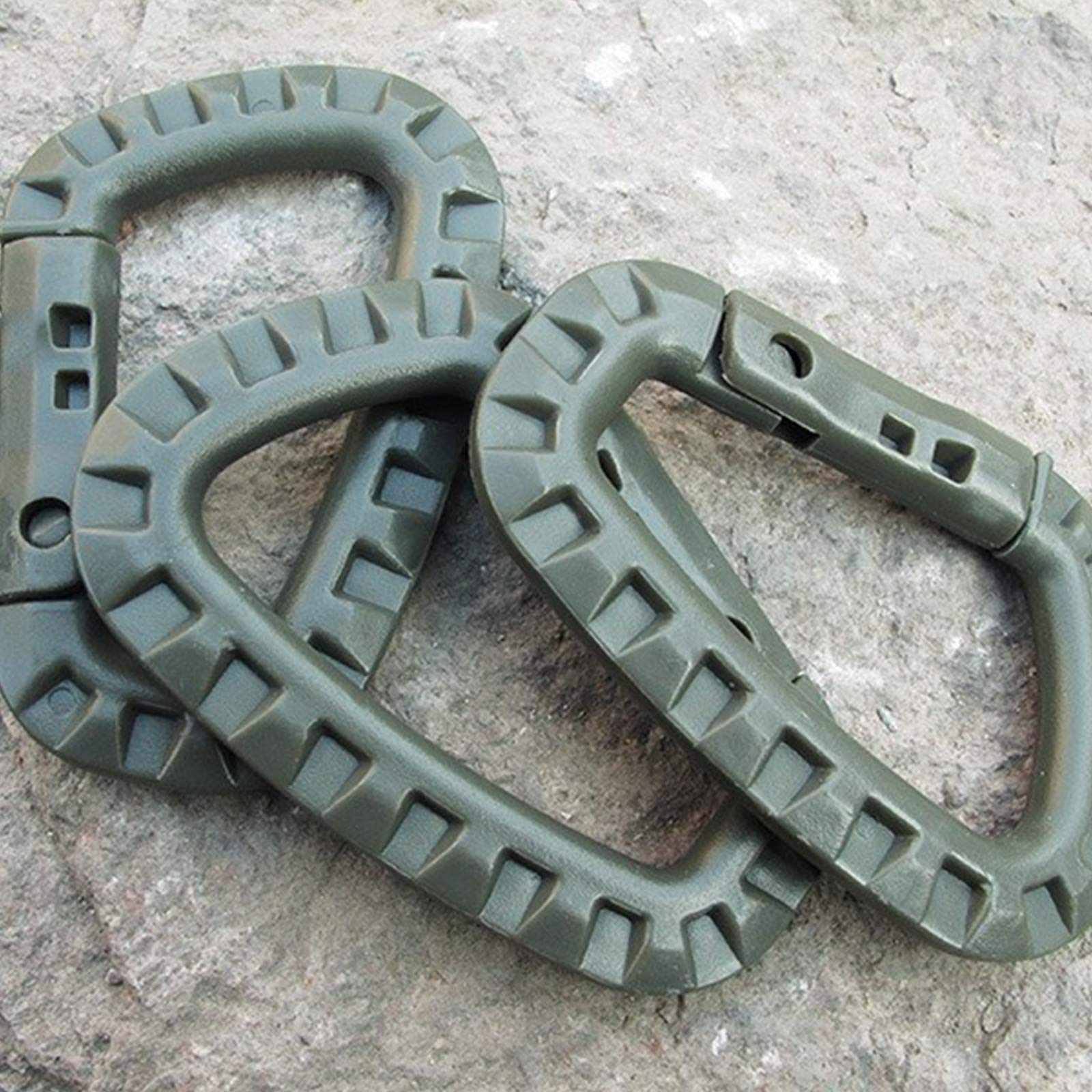 6 Moschettoni In Plastica POM - Clip Resistente Per Trekking, Campeggio E Attività Outdoor, Nero - Foto 2