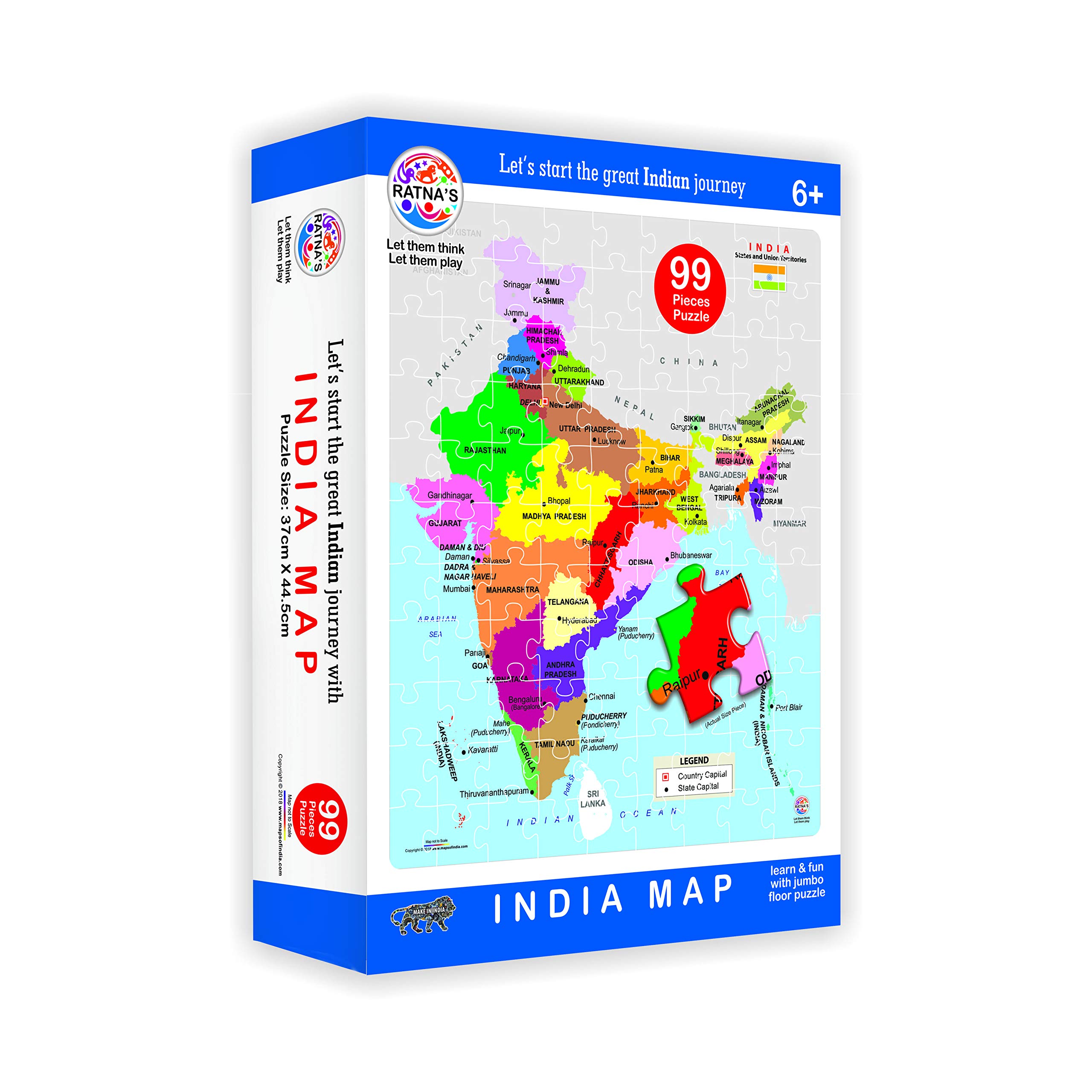 Ratnas Educational India MAP Jigsaw Puzzle (99 Pieces) (B079SJZ162) Amazon Price History, Amazon Price Tracker