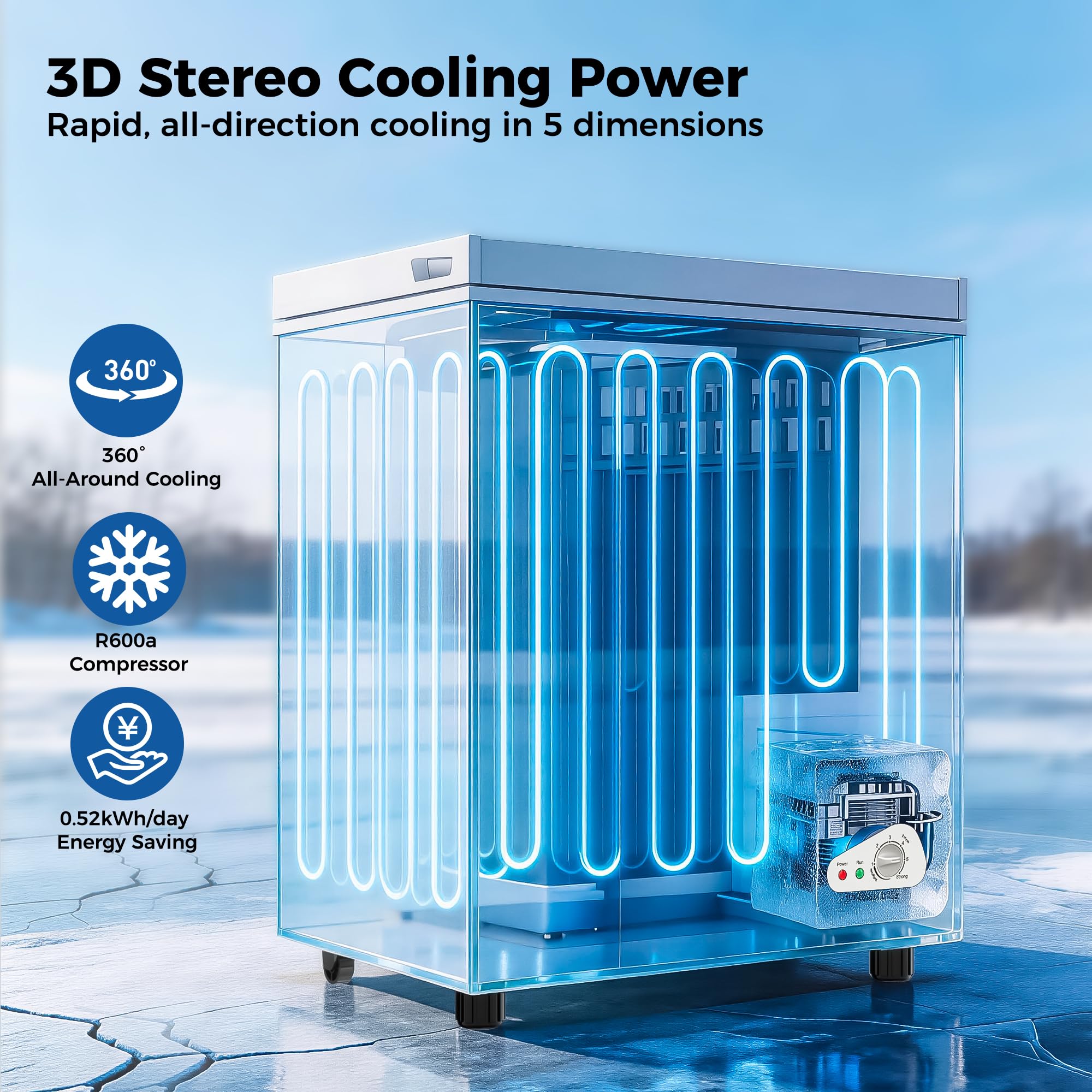 Ostba 5.3 Cu.Ft Chest Freezer, Large Capacity Deep Freezer With 2 Removable Baskets, Bottom Wheels, 6-Level Temperature Control With Fast Freeze Mode, Energy Saving Quiet Freezer, White on Fridge.com - View 4