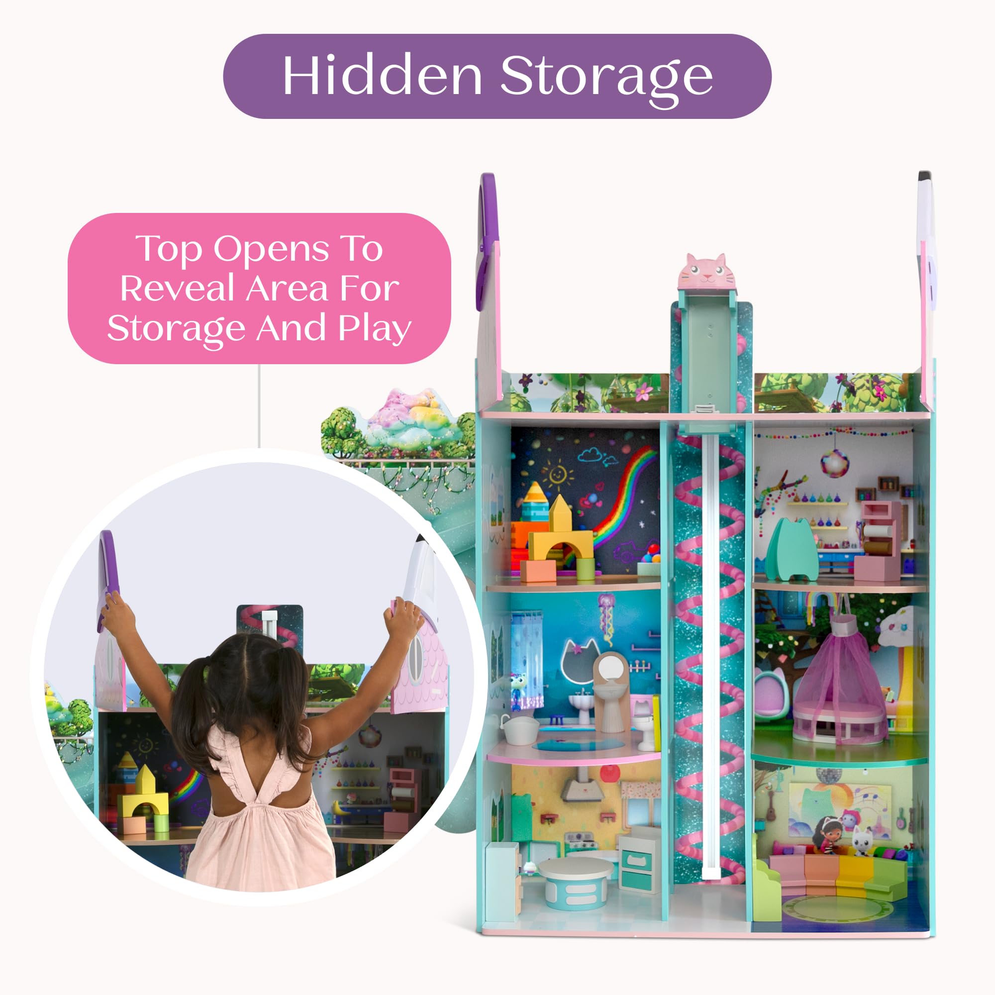 Gabby’s Dollhouse Purrfect Playhouse by Delta Children – Features Sounds & Light Up Ears - Includes 20 Accessories - Fits 8-inch Dolls - Pretend Play Dream Gift for Ages 3