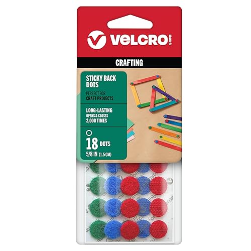 Vista 10 de VELCRO Brand Puntos con adhesivo Círculos redondos de velcro con parte trasera adhesiva 5/8 pulgadas, paquete de 80 Artes y manualidades