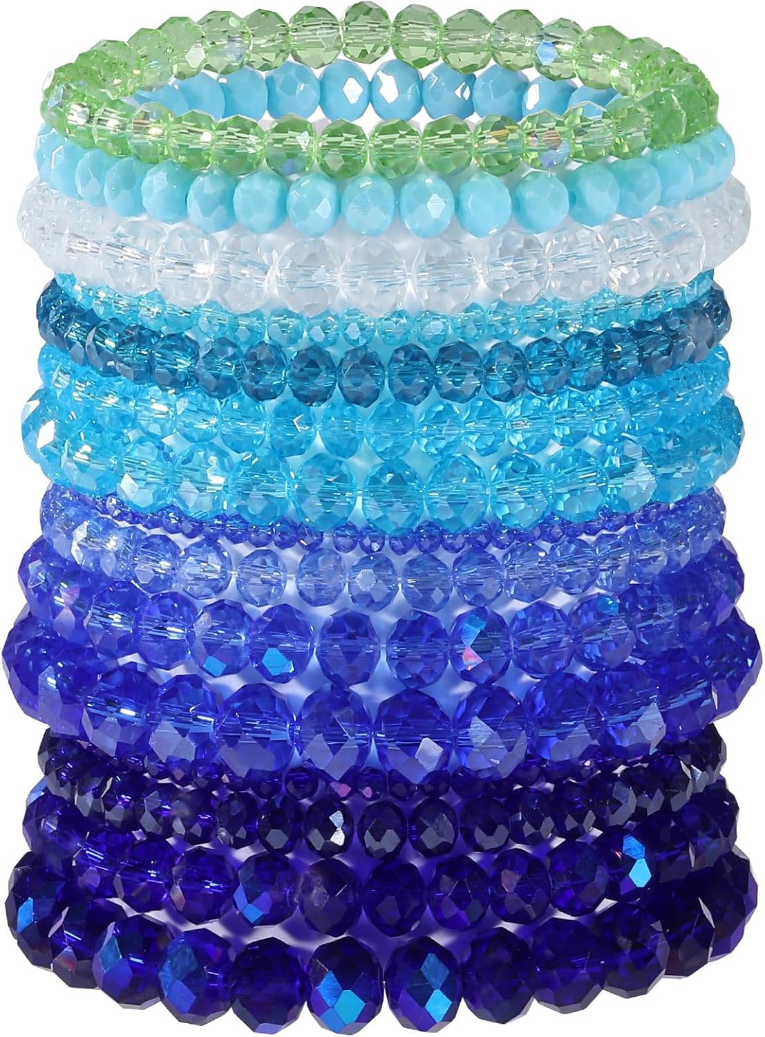 70 PCS Beaded Bracelets Crystal Stackable Bracelets for Women Elastic Stretch Bracelets Bulk Faceted Colorful Glass Bead Bracelets Jewelry Gifts