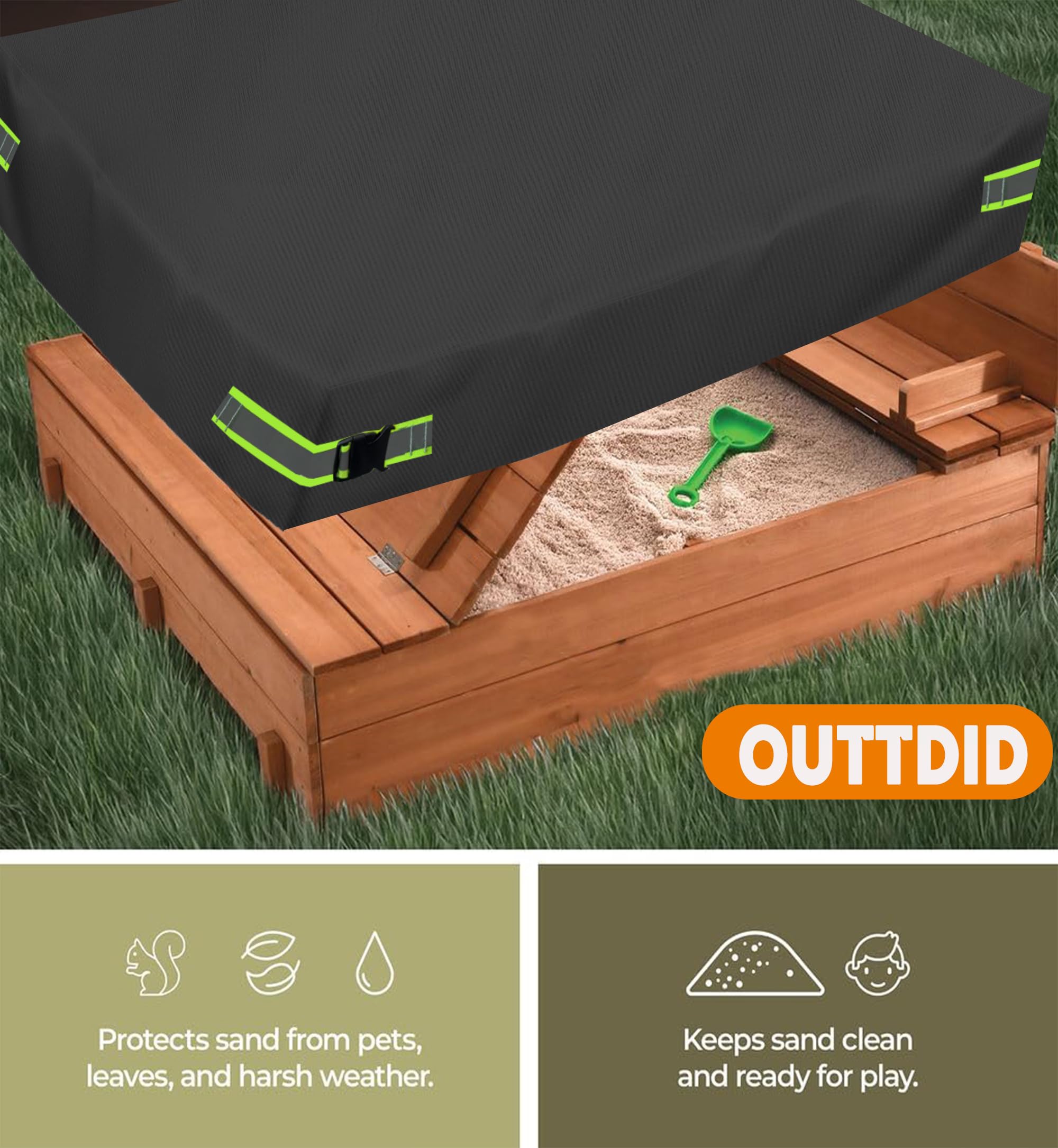 Sandkasten Abdeckung, Square Sandkastenabdeckung, Outdoor Garden 420D Oxford-Tuch Wasserdicht, Winddicht, Staubdicht, Geeignet Zum Schutz Von Kinderspielzeug - 128CM