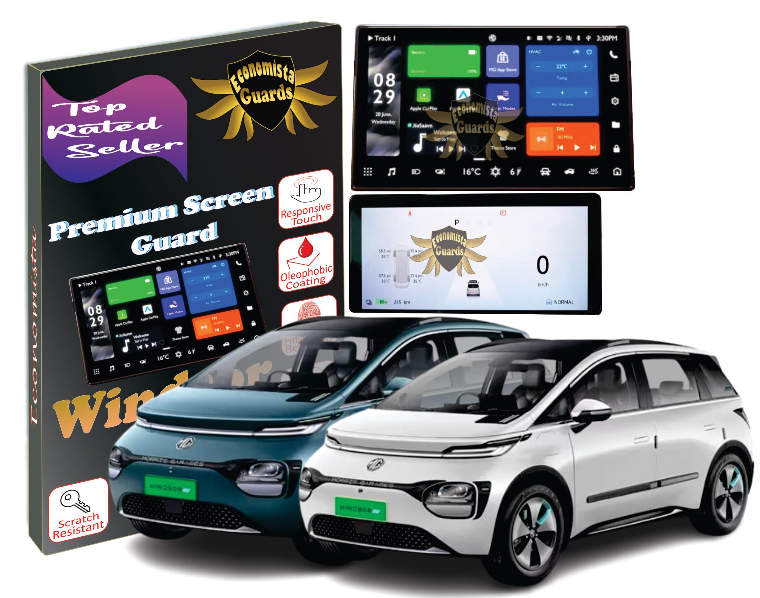 Economista [ Combo ] Premium Screen Protector Infotainment Music Navigation System & Instrument Cluster [ MID ] Guard ! For Top Class Protection! Tailored for MG Windsor EV 2024 Exclusive & Essence [ 15.6 Inch ]-image-34