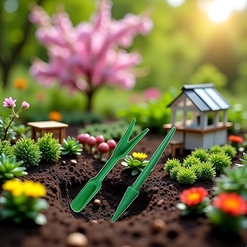 Miniatura 7 de Mini herramientas de trasplante de suculentas de mano de jardín verde, plántulas de plástico Widger, siembra, excavación, mini herramientas de mano