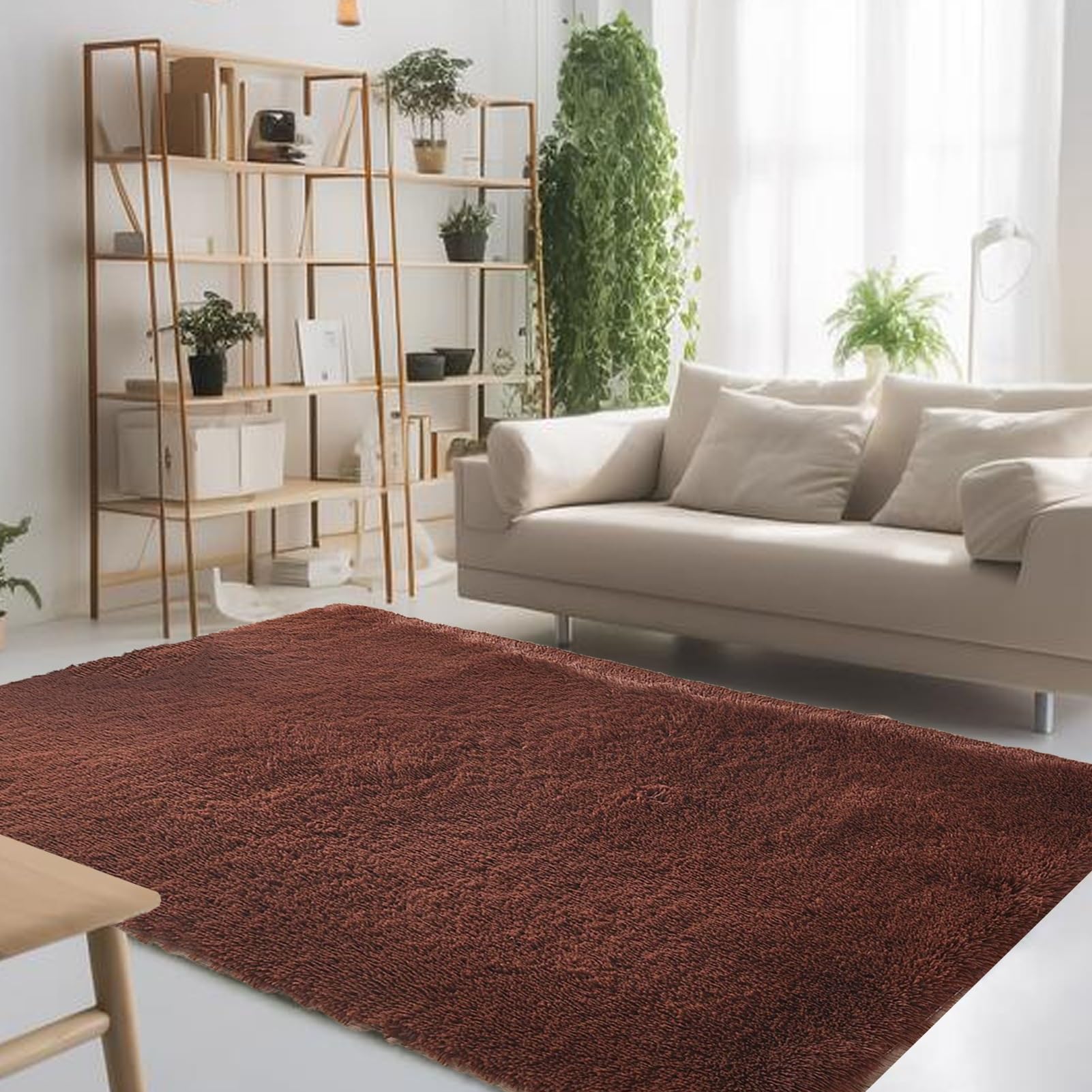 Alfombra de Pelo Largo 115 x 270 cm Diferentes Tamaños Alfombra de Pelo Largo para Sala de Estar Fácil de Mantener Adecuado para La Decoración de Salas de Estar y Dormitorios, Marrón