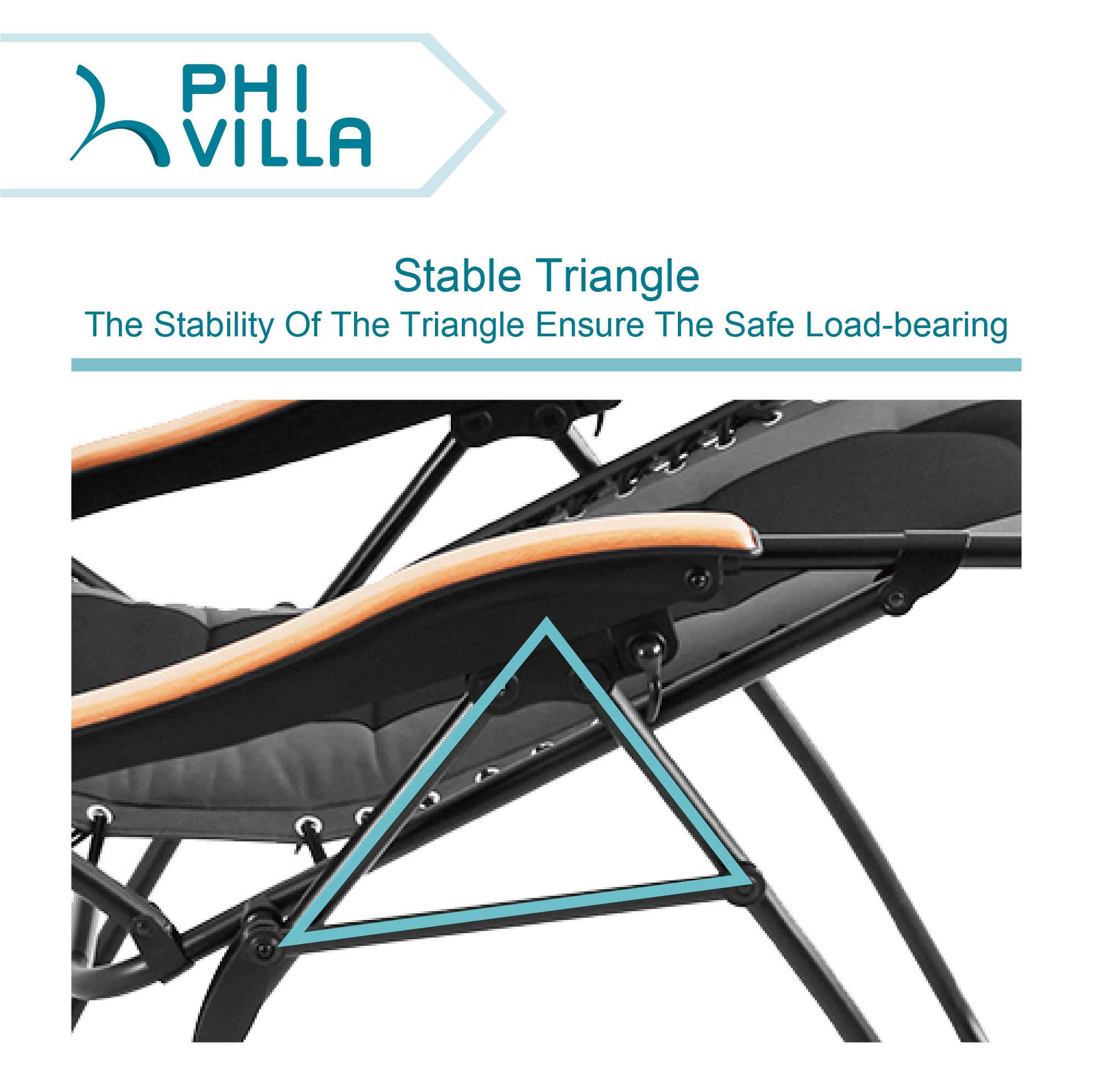 PHI VILLA Oversize XL Padded Zero Gravity Lounge Chair Wider Armrest Adjustable Recliner with Cup Holder, Support 350 LBS, Grey