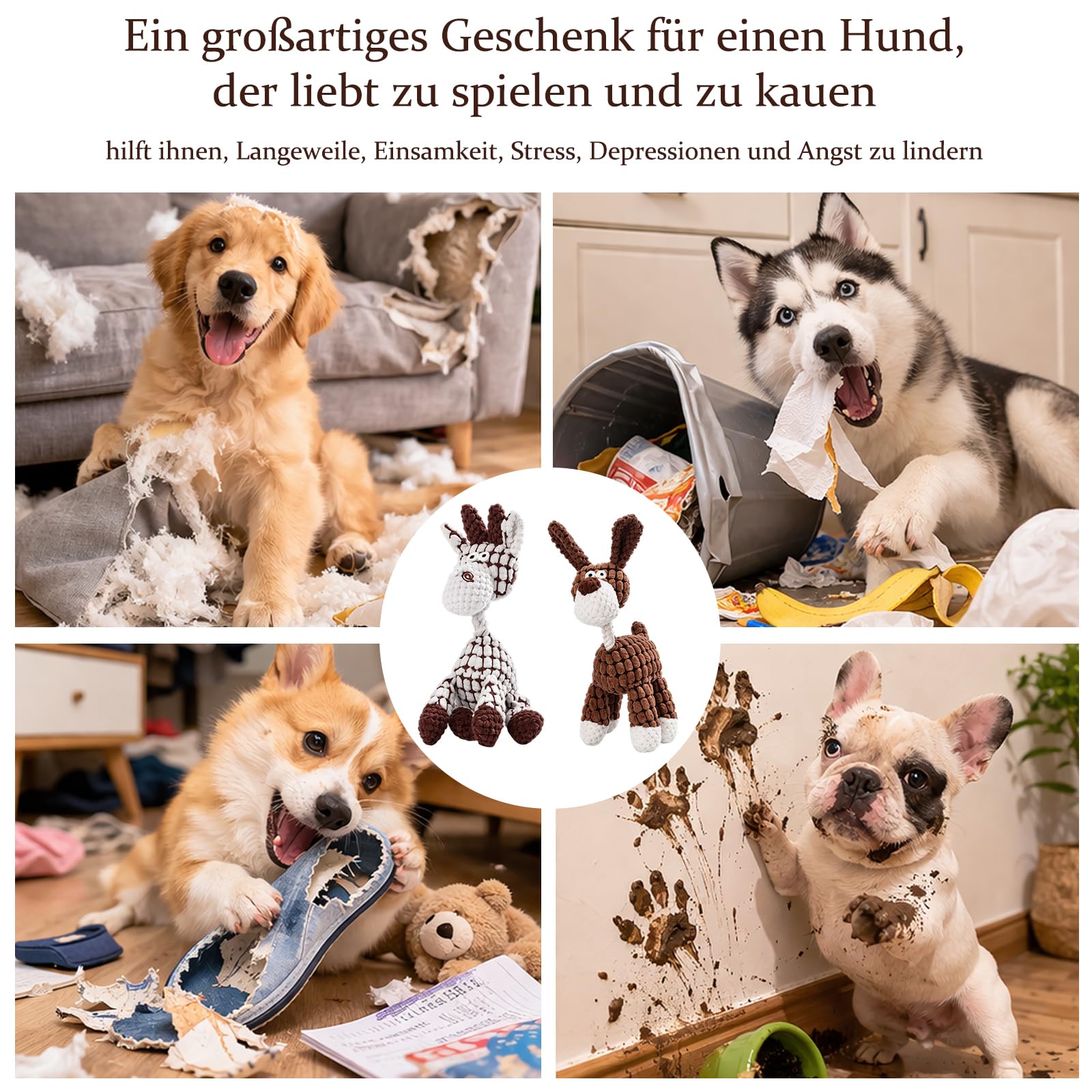 2 Stück Anti Stress Ente Für Hunde, 2026 New Hundespielzeug Unzerstörbar, Quietschendes Hundespielzeug, Plüschhund in Mit Quietscher, Interaktives Stofftier MittlereHunde Zur Stressreduzierung