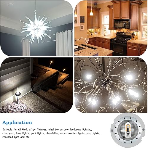 Miniatura 7 de Bombillas LED G4, bombilla equivalente a 20 W, 1.5 W 12 V G4 bombilla base bi pines, luz blanca diurna 6000 K, no regulable, 10 paquetes