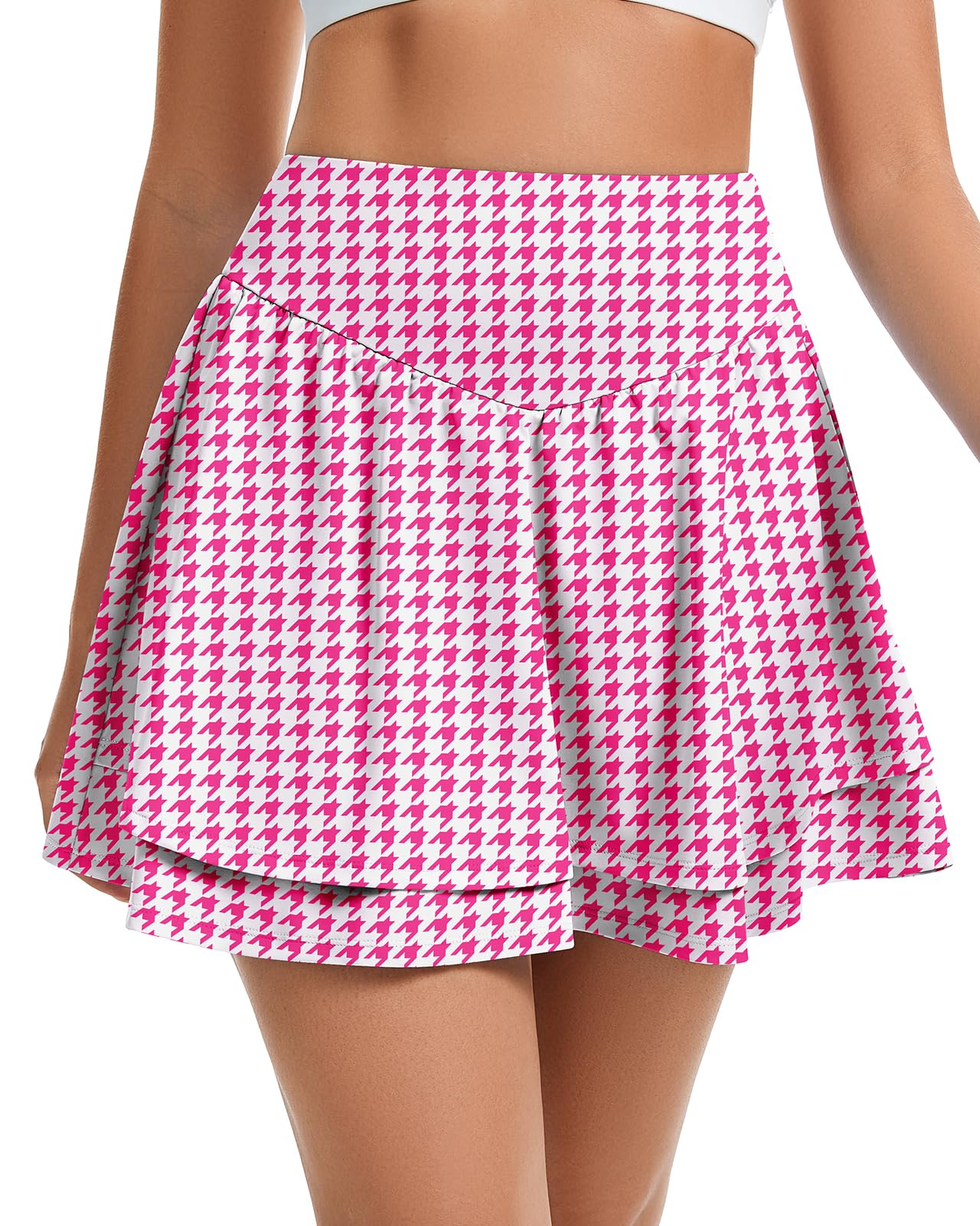 WOWENY Damen Tennis Rock mit Hose Drunter Hosenrock Damen Sommer A Linie Sportrock Wanderrock Pleated Golfrock