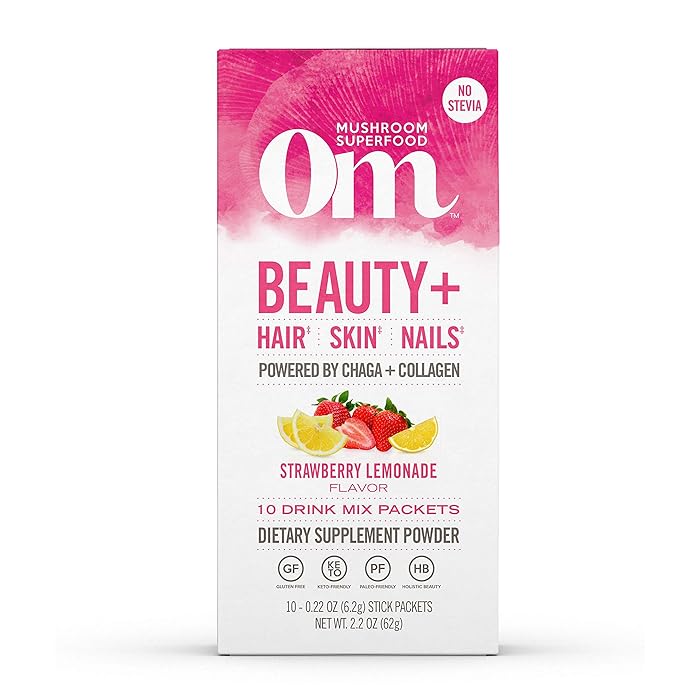 Buy Om Mushroom Superfood Drink Mix Packets, Beauty Plus, Strawberry