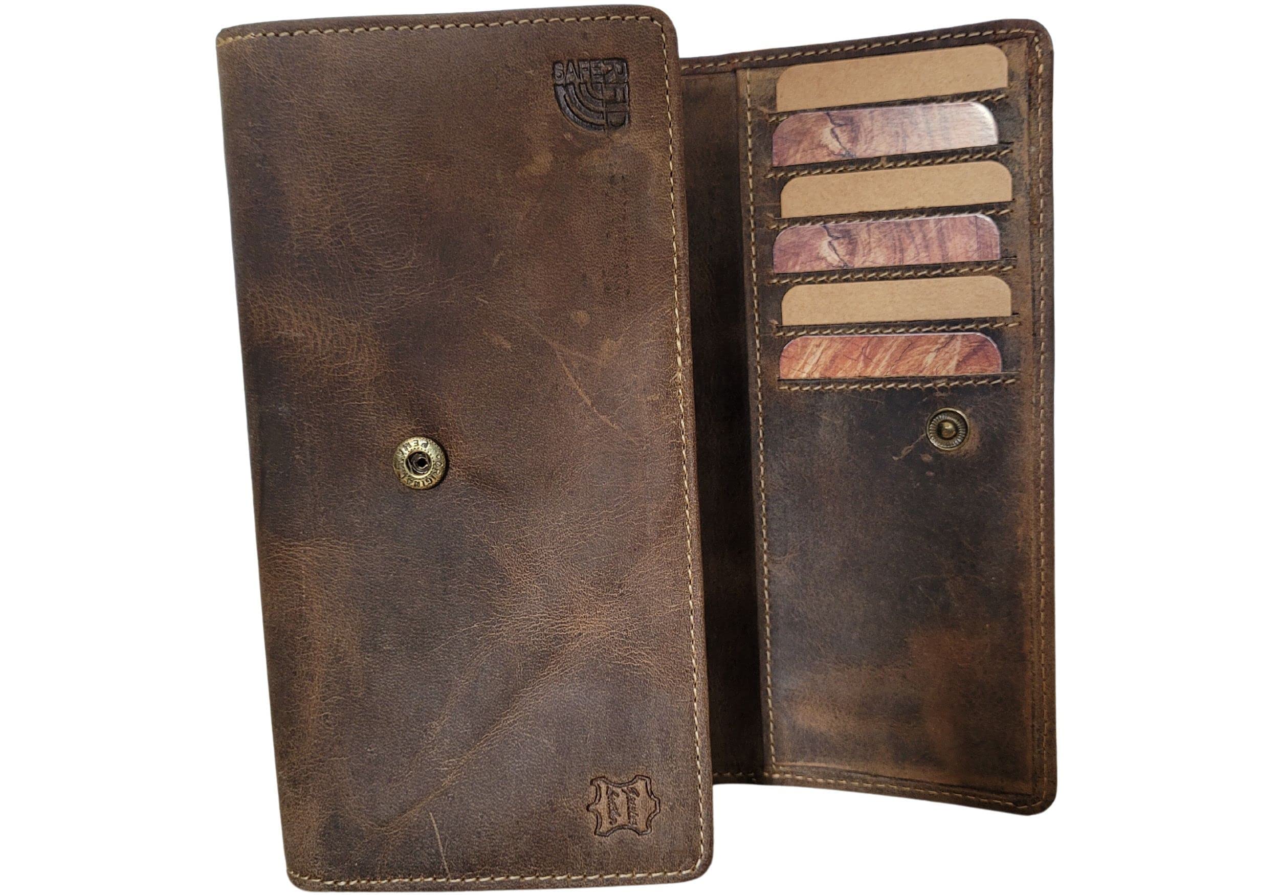 Frédéric Johns Portamonete Euro in pelle – Trieur con 8 scomparti – Separazione parte – Per non veduta – Server – Moneta, Brown 2, XL, Portafoglio