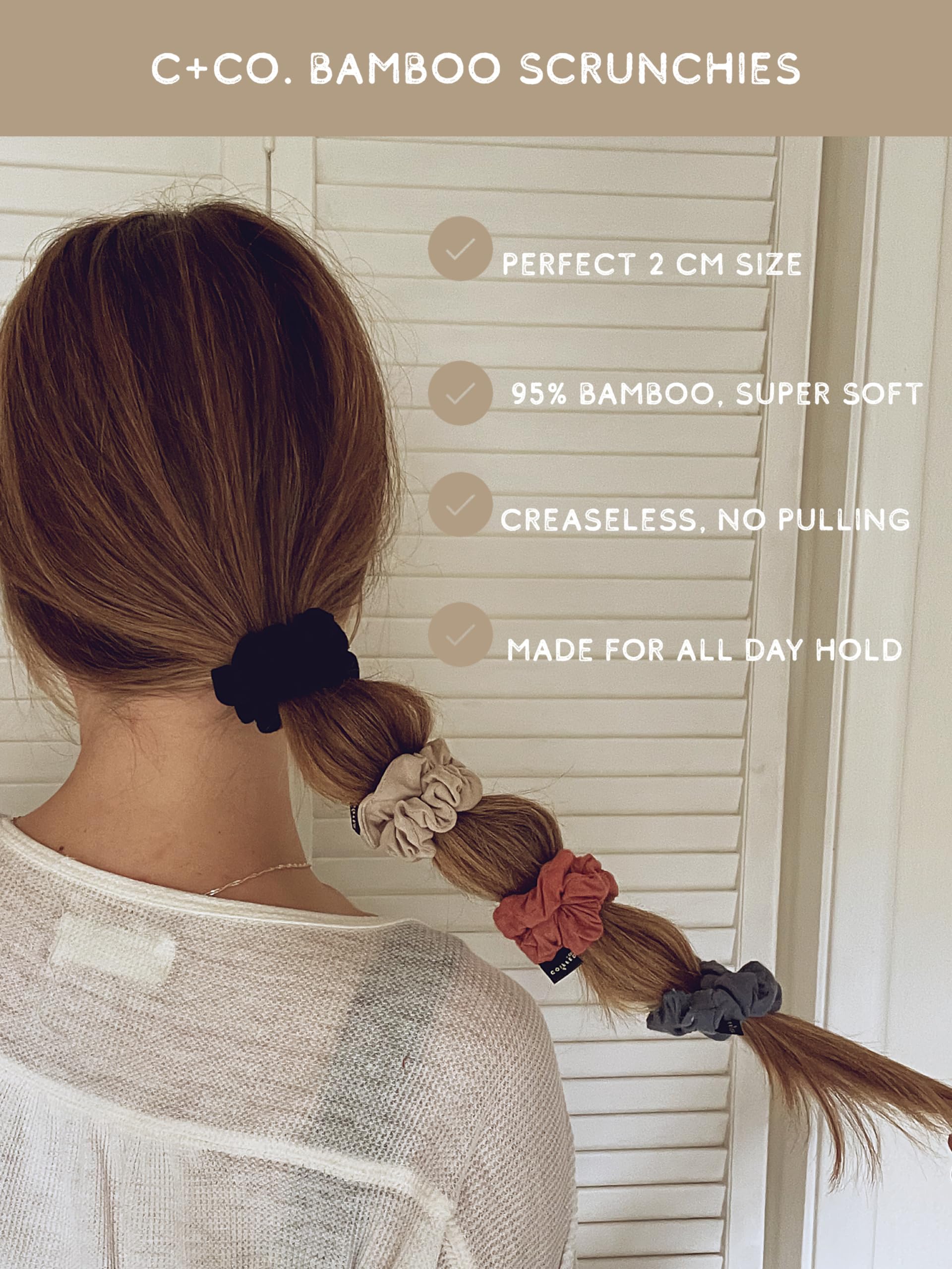 Bamboo Scrunchies 6 Pack Sand Ponytail Hair Ties for All Hair Types Eco-Friendly Sale【Sale】6 Pack Scrunchies, Big Scrunchy with Elastic  main image 3