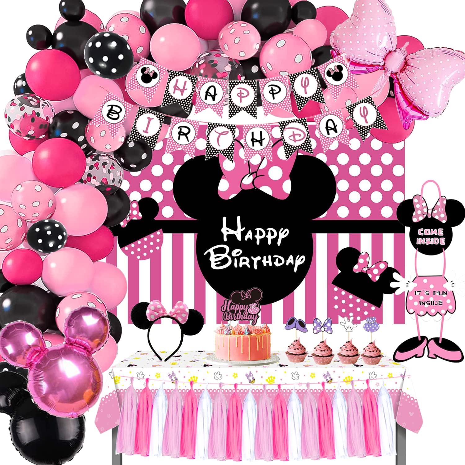 NAIWOXI Minnie Birthday Party Supplies 